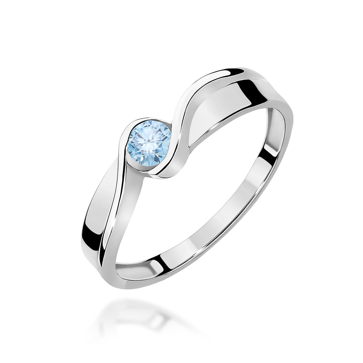 Inel Aur 9K cu Diamant Albastru de Laborator 0.15 ct