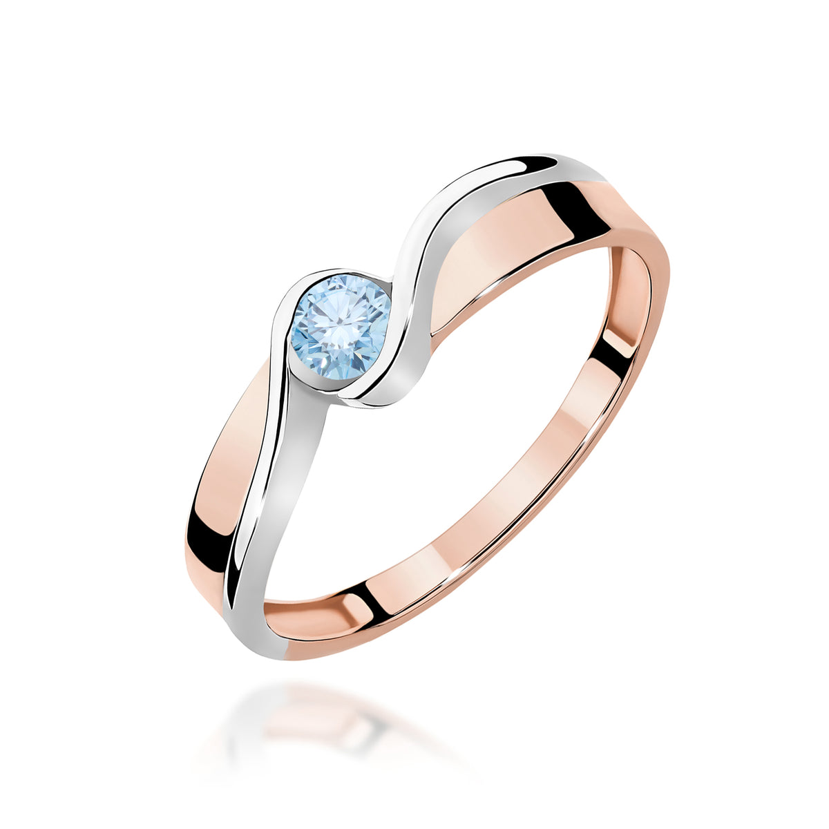 Inel Aur 14K cu Diamant Albastru de Laborator 0.15 ct