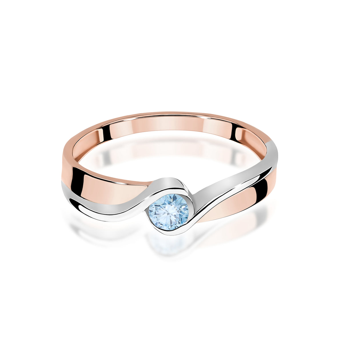 Inel Aur 14K cu Diamant Albastru de Laborator 0.15 ct