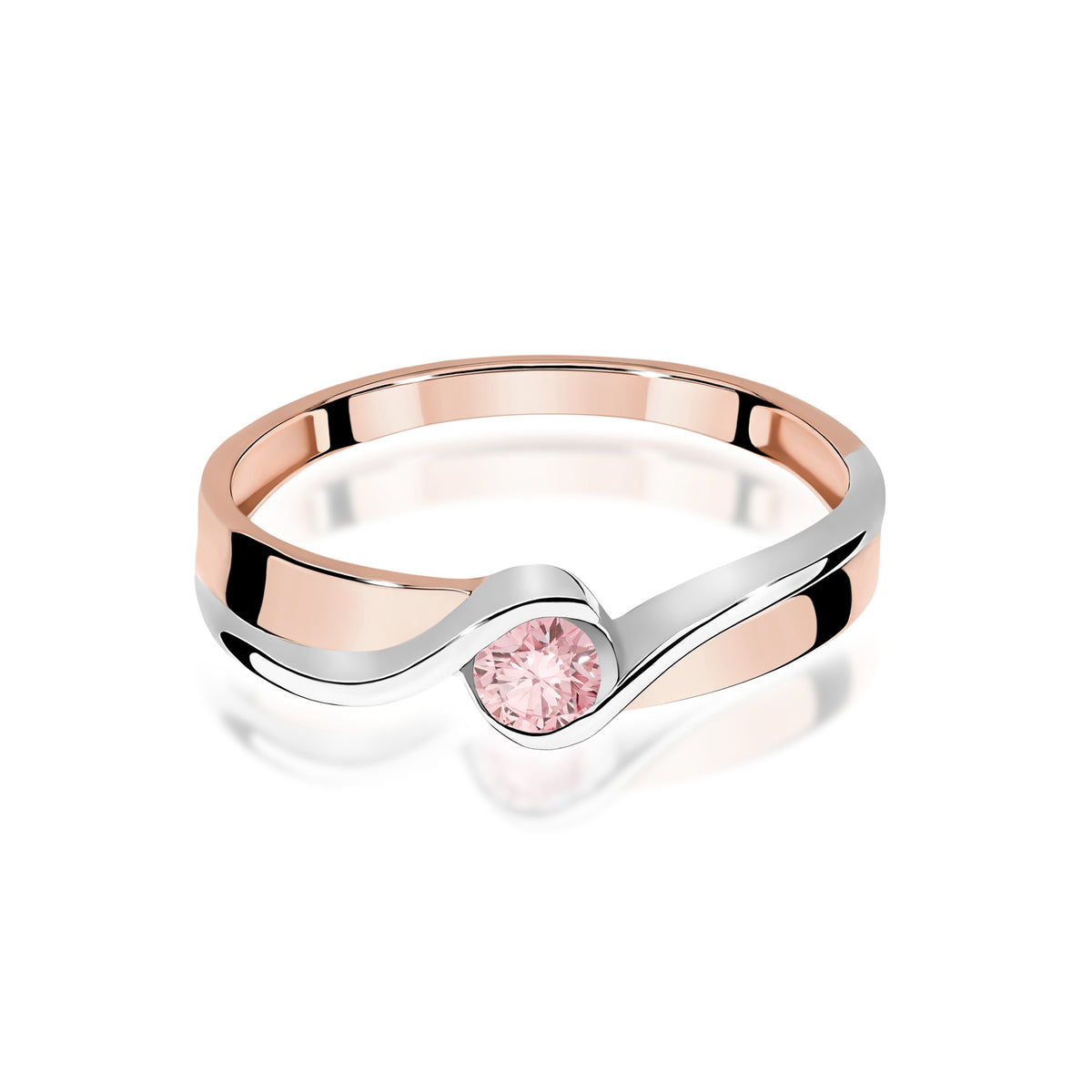 Inel Aur 14K cu Diamant Roz de Laborator 0.15 ct