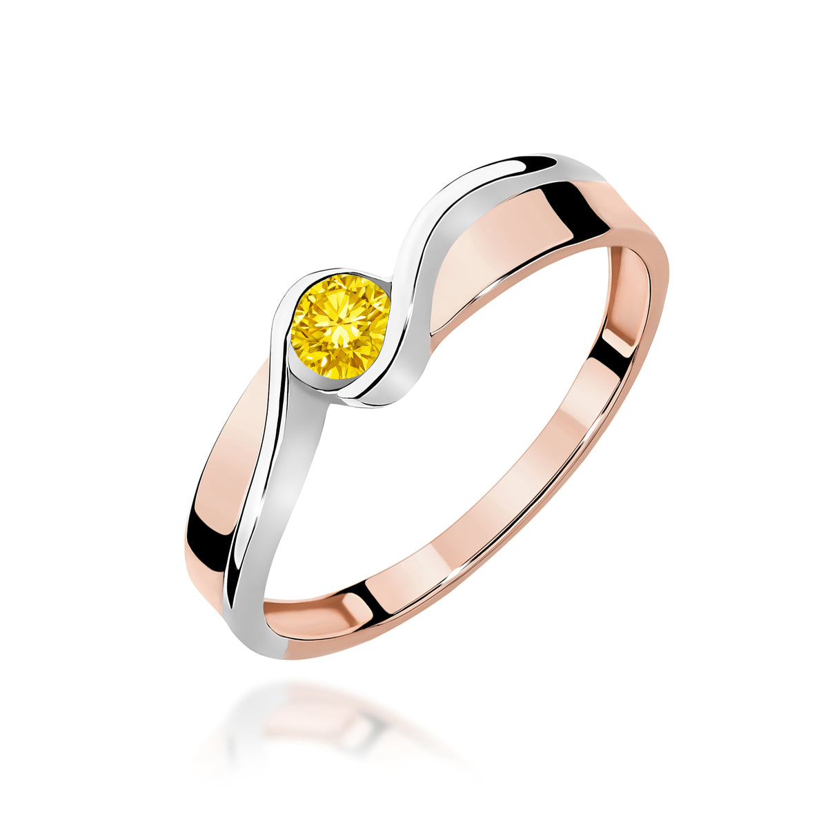 Inel Aur 14K cu Diamant Galben de Laborator 0.15 ct