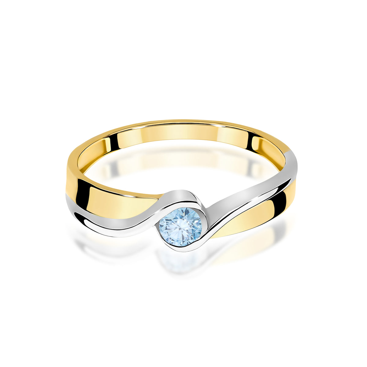 Inel Aur 14K cu Diamant Albastru de Laborator 0.15 ct