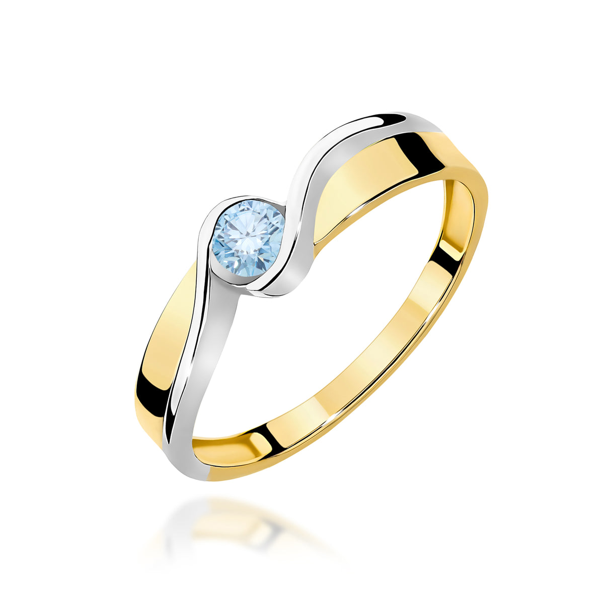 Inel Aur 9K cu Diamant Albastru de Laborator 0.15 ct