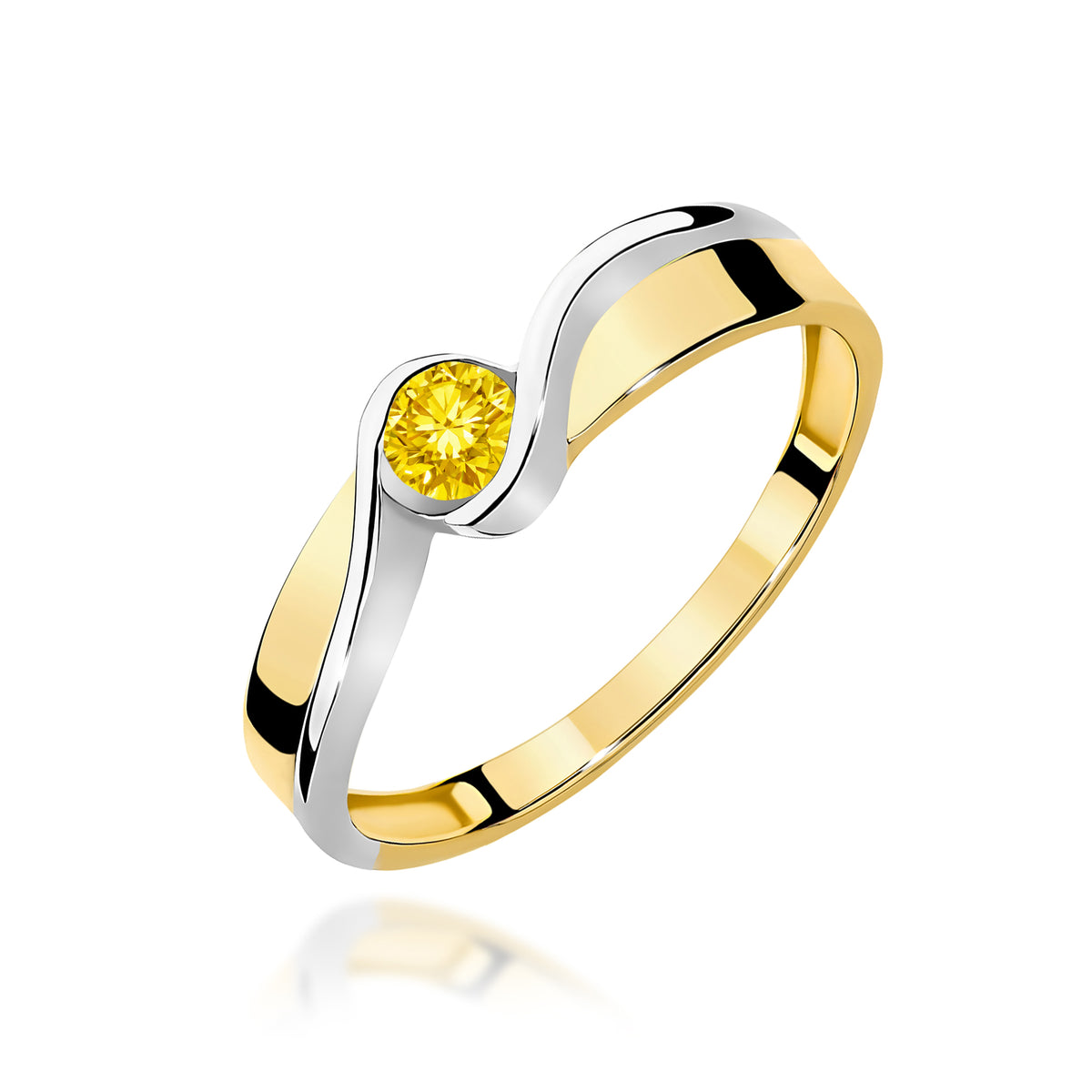 Inel Aur 9K cu Diamant Galben de Laborator 0.15 ct