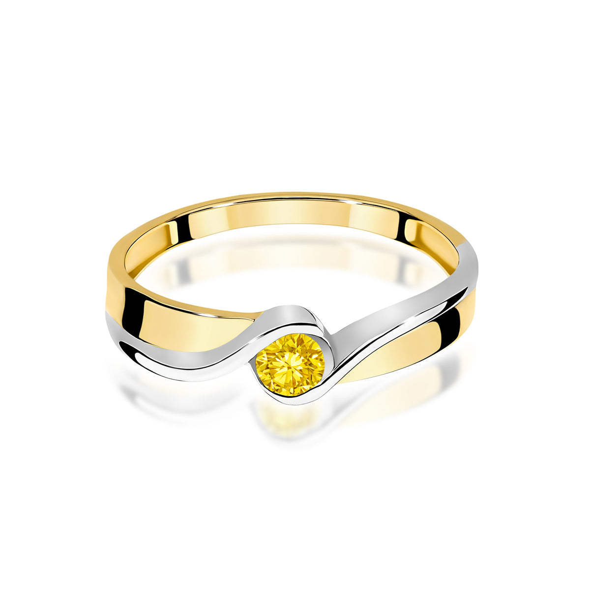 Inel Aur 9K cu Diamant Galben de Laborator 0.15 ct