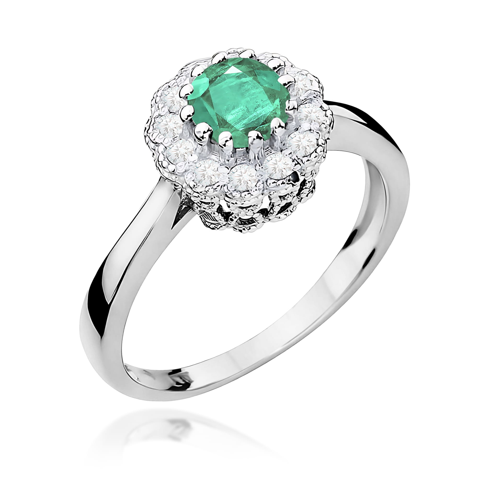 Inel Aur 9K cu Smarald 0.50 ct si Diamante Naturale 0.17 ct