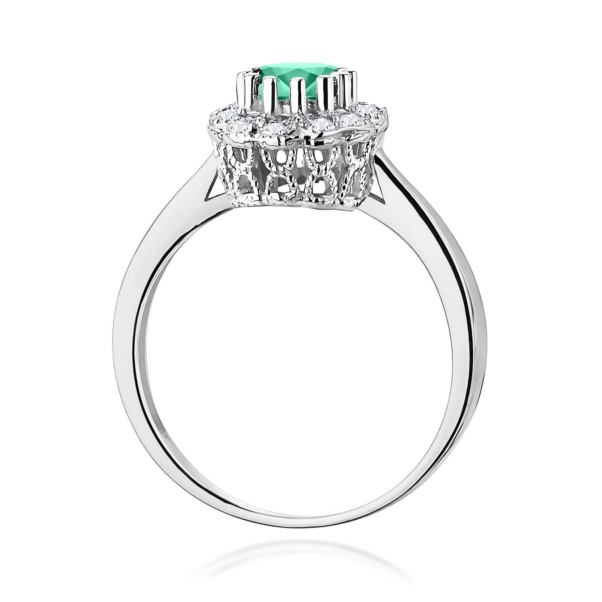 Inel Aur 9K cu Smarald 0.50 ct si Diamante Naturale 0.17 ct