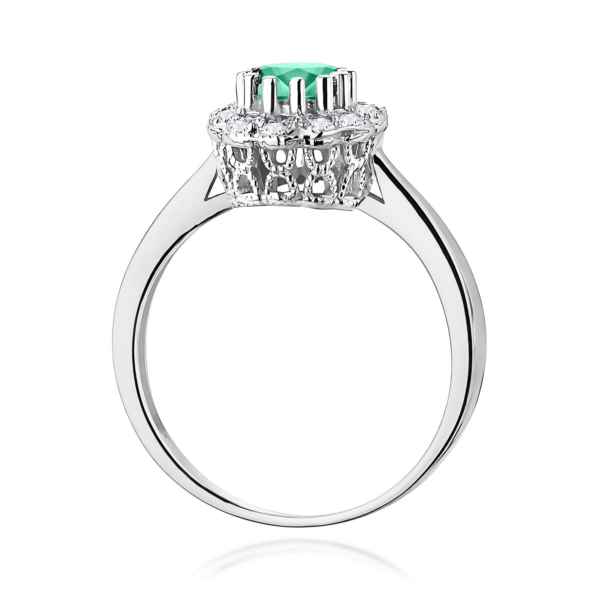 Inel Aur 9K cu Smarald 0.50 ct si Diamante Naturale 0.17 ct