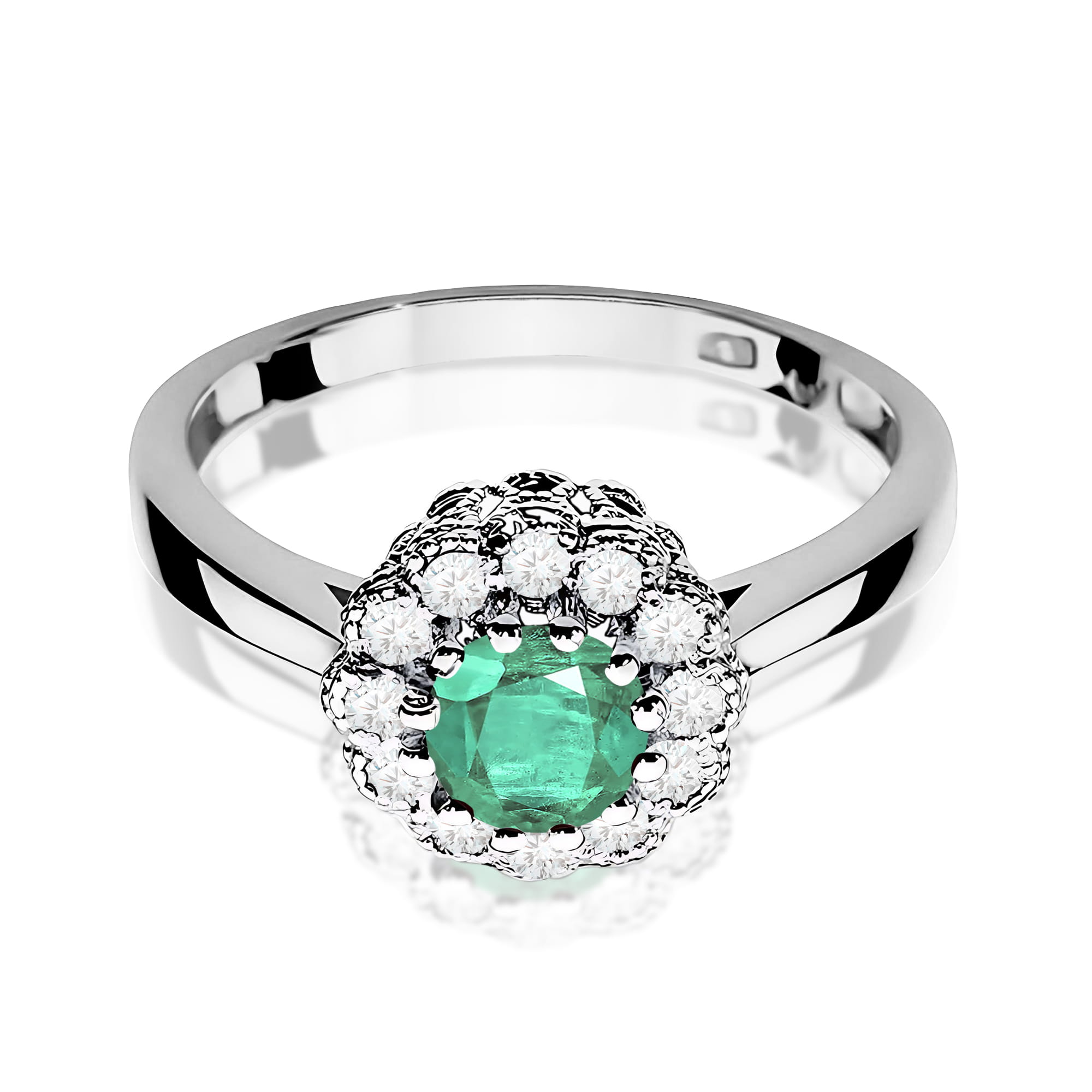 Inel Aur 9K cu Smarald 0.50 ct si Diamante Naturale 0.17 ct