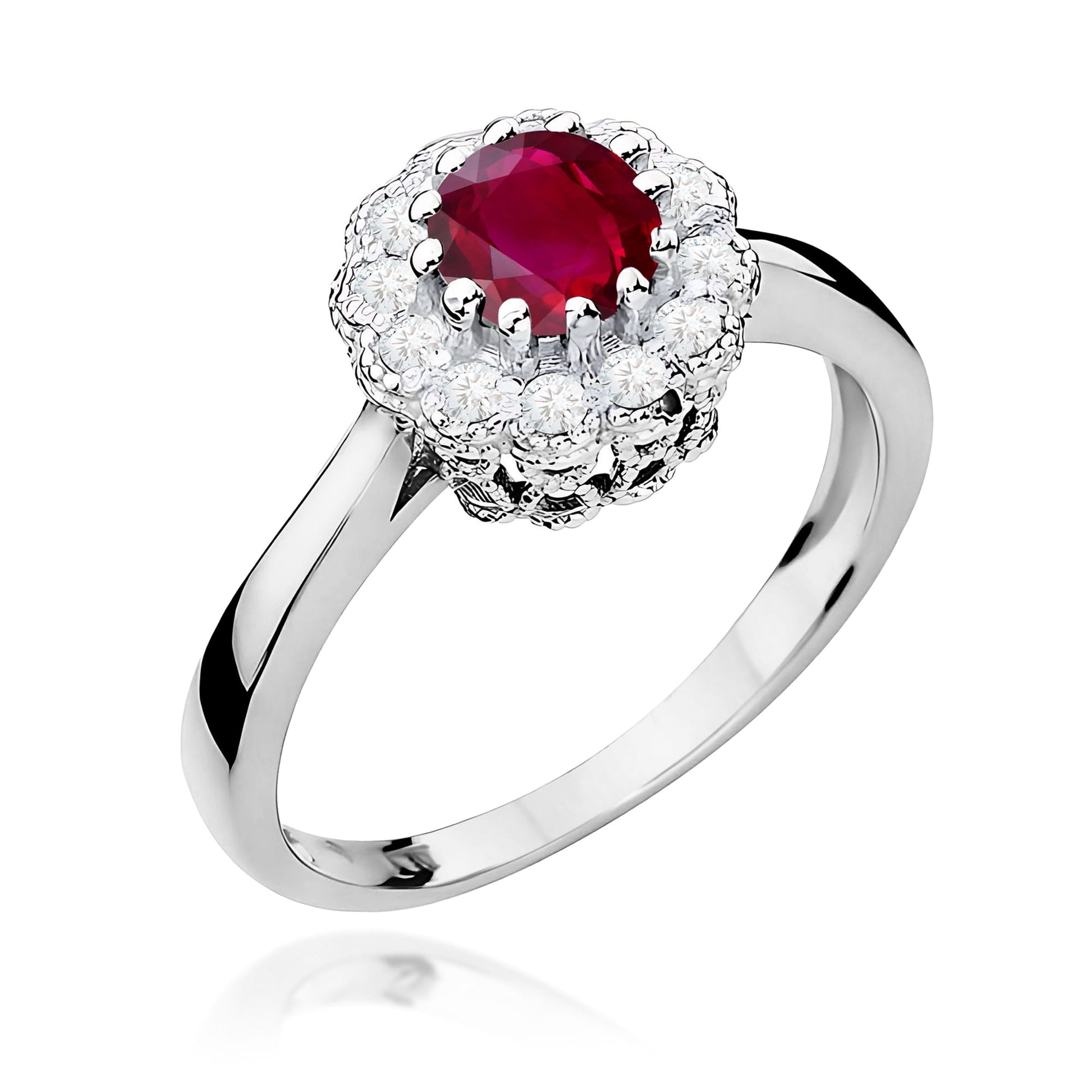 Inel Aur 9K cu Rubin 0.60 ct si Diamante Naturale 0.17 ct