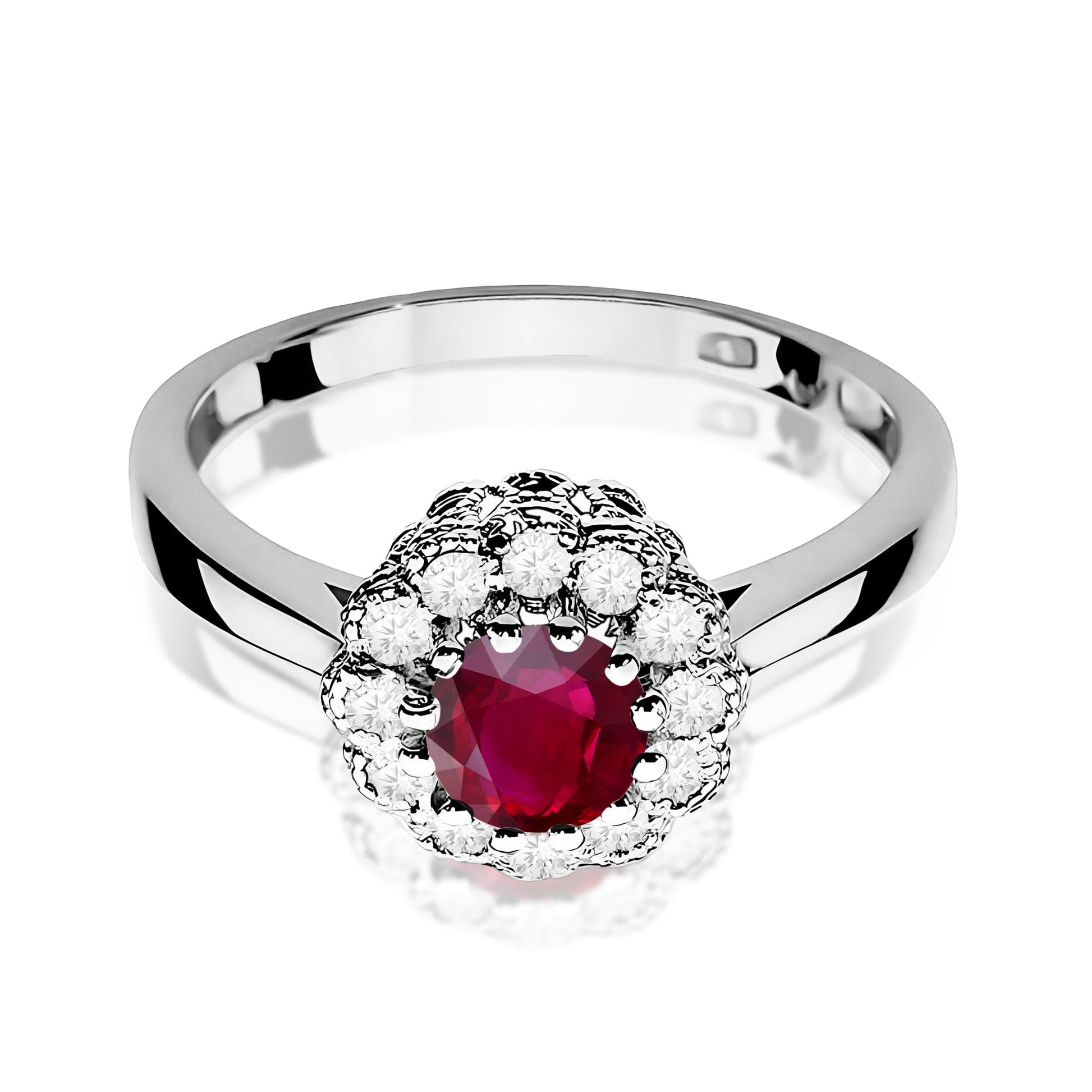 Inel Aur 9K cu Rubin 0.60 ct si Diamante Naturale 0.17 ct