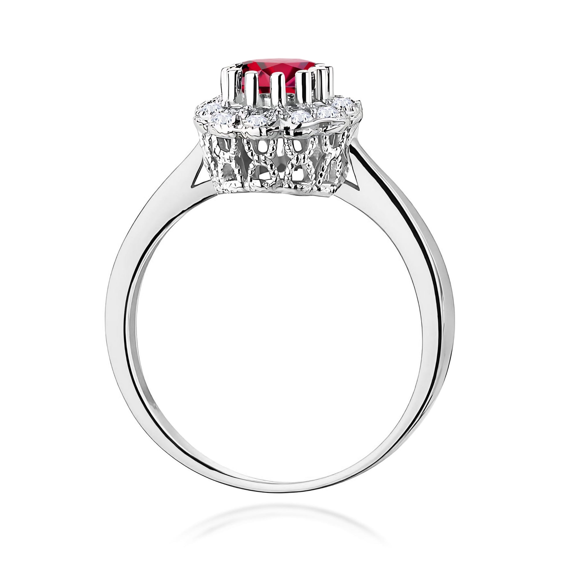 Inel Aur 9K cu Rubin 0.60 ct si Diamante Naturale 0.17 ct