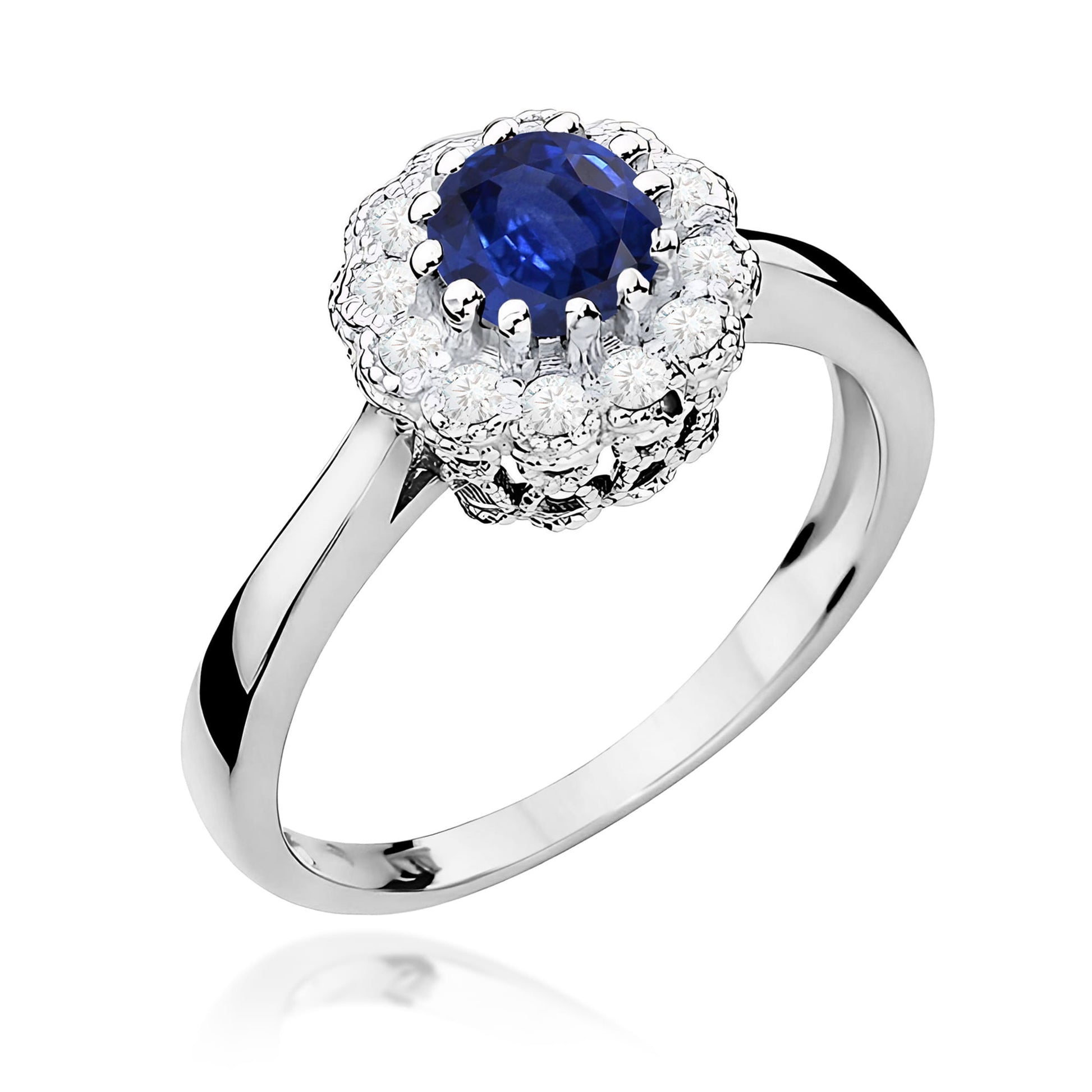 Inel Aur 9K cu Safir 0.50 ct si Diamante Naturale 0.17 ct