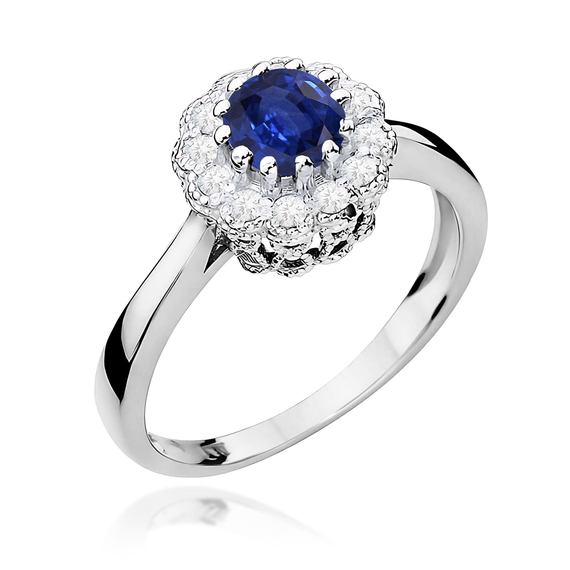 Inel Aur 9K cu Safir 0.50 ct si Diamante Naturale 0.17 ct