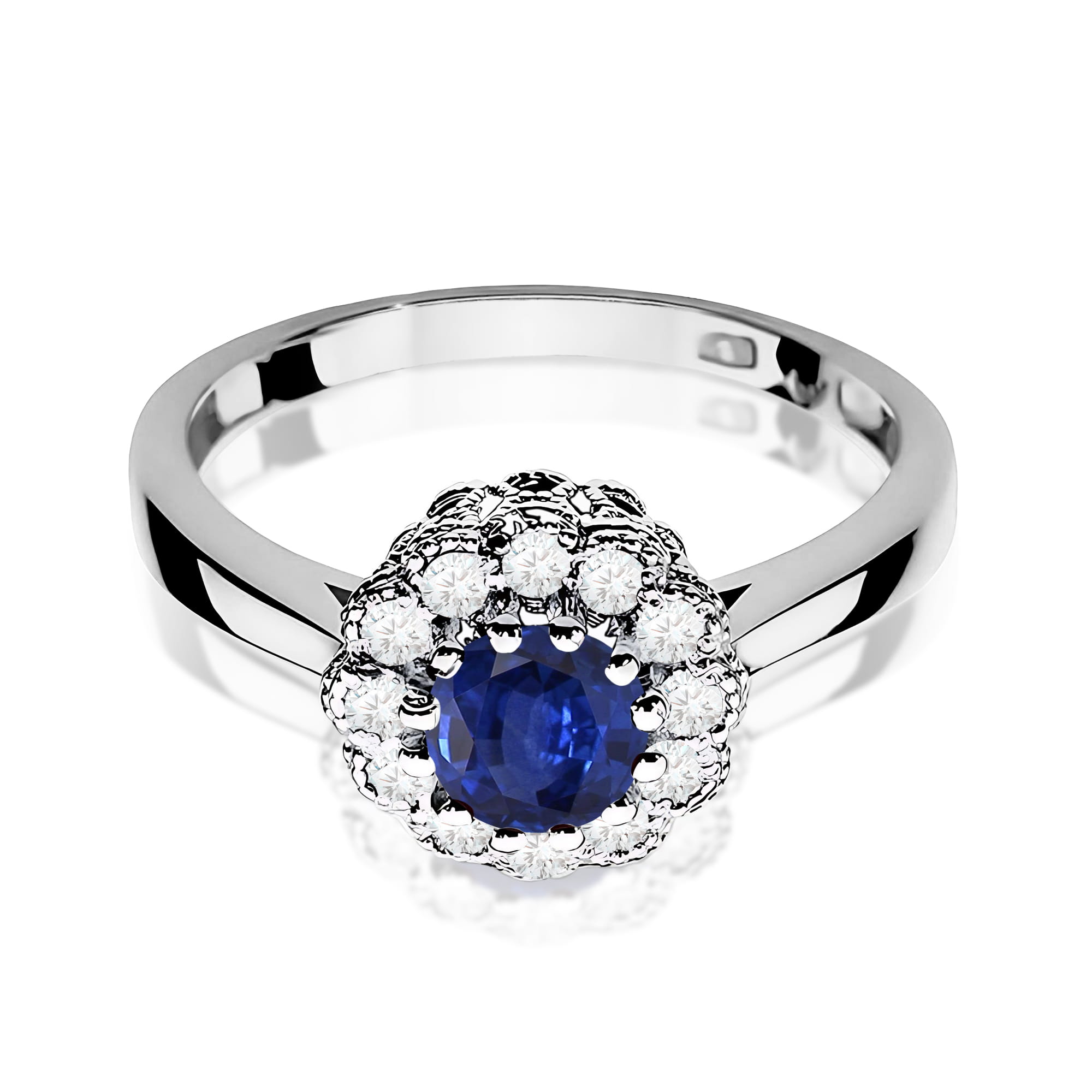 Inel Aur 9K cu Safir 0.50 ct si Diamante Naturale 0.17 ct