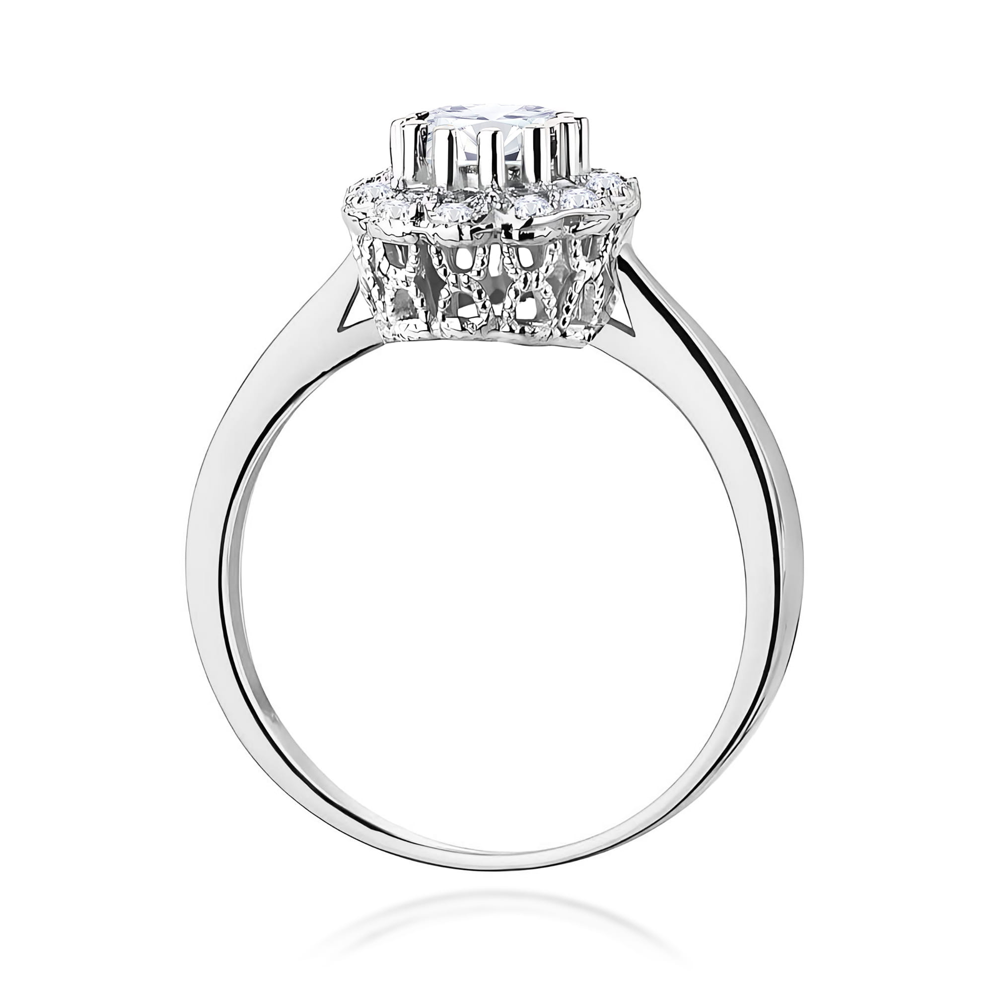 Inel Aur 9K cu Safir Alb 0.60 ct si Diamante Naturale 0.17 ct