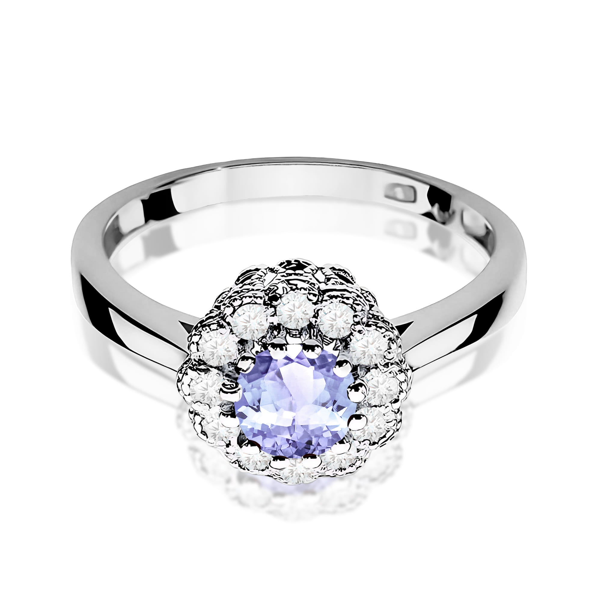 Inel Aur 9K cu Tanzanit 0.50 ct si Diamante Naturale 0.17 ct