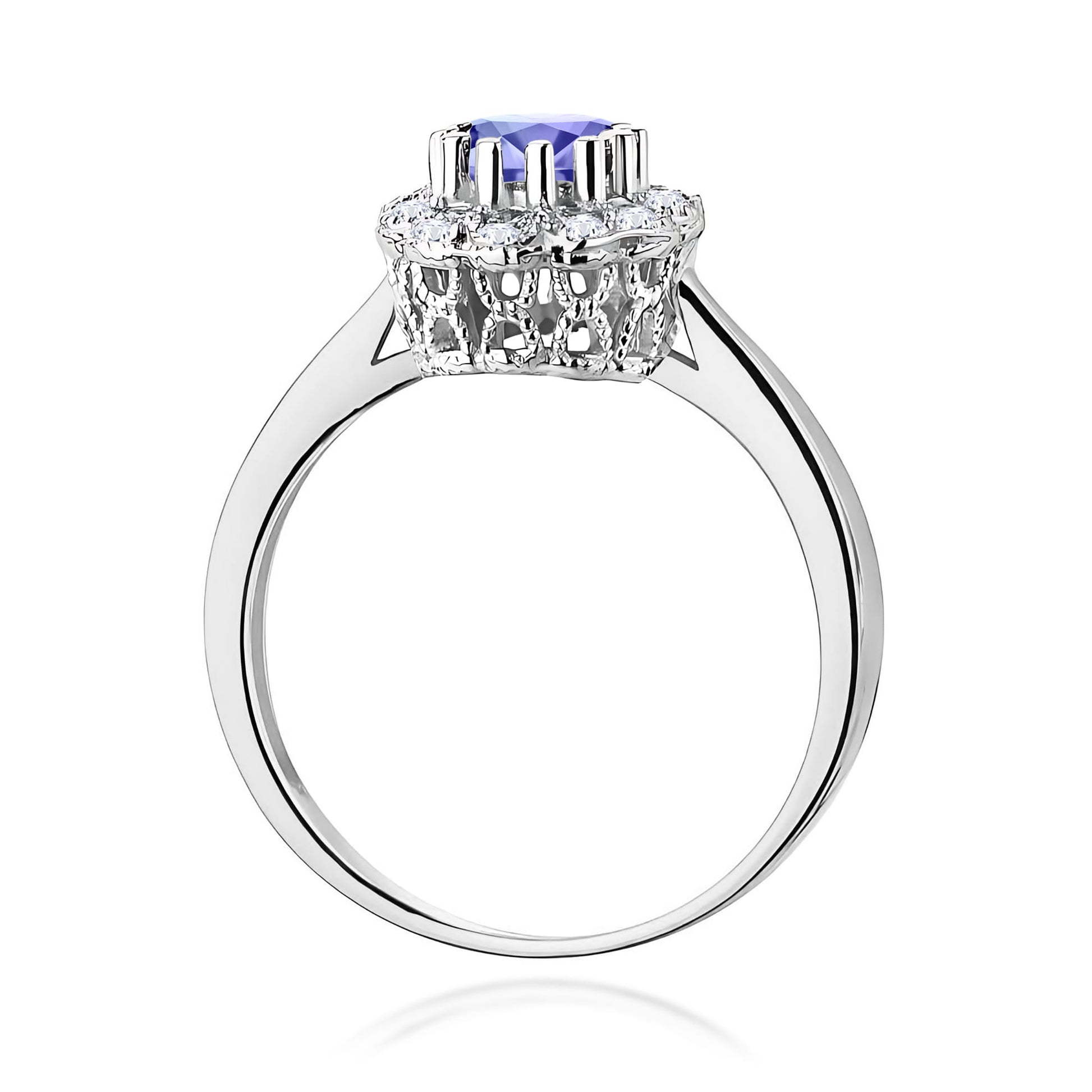 Inel Aur 9K cu Tanzanit 0.50 ct si Diamante Naturale 0.17 ct