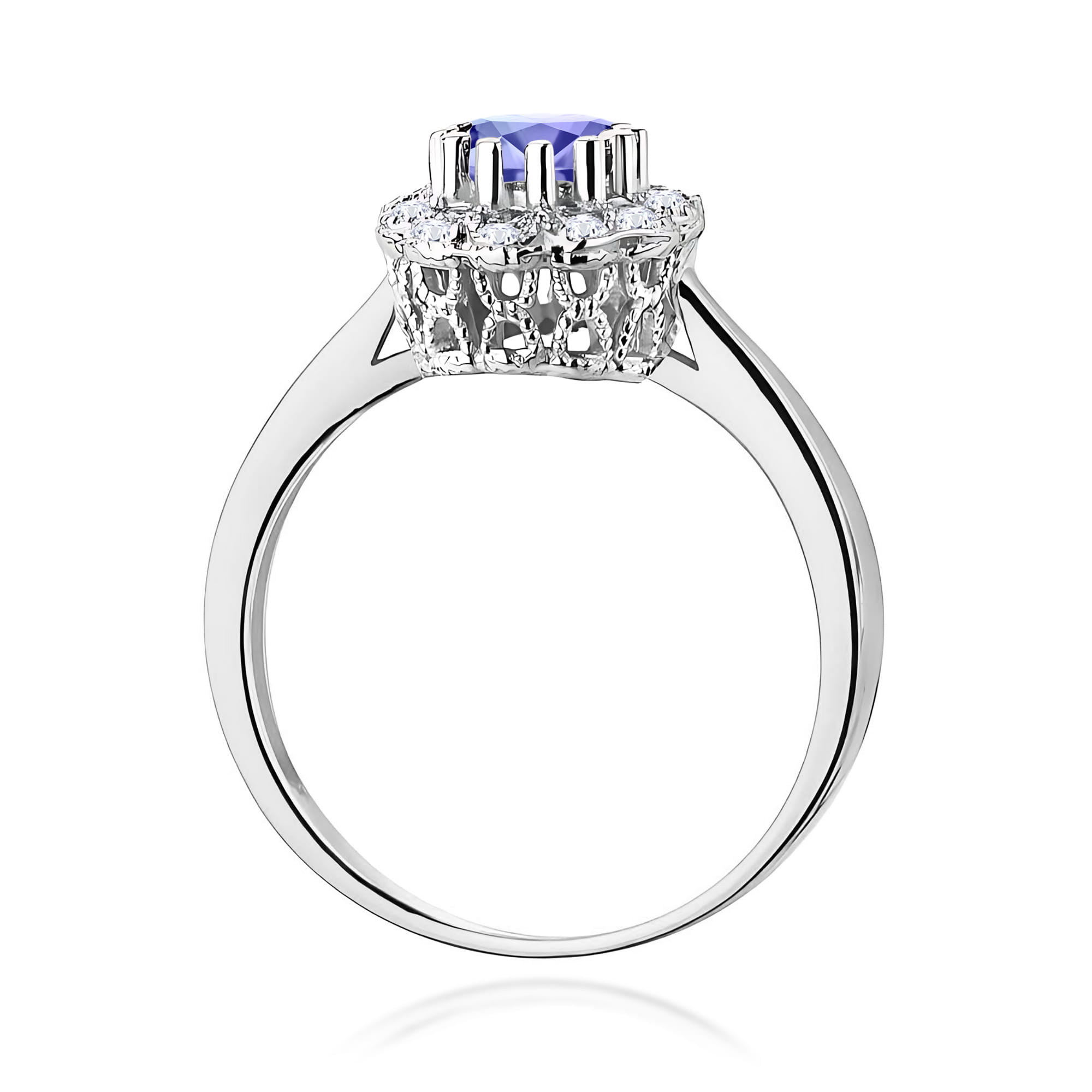 Inel Aur 9K cu Tanzanit 0.50 ct si Diamante Naturale 0.17 ct