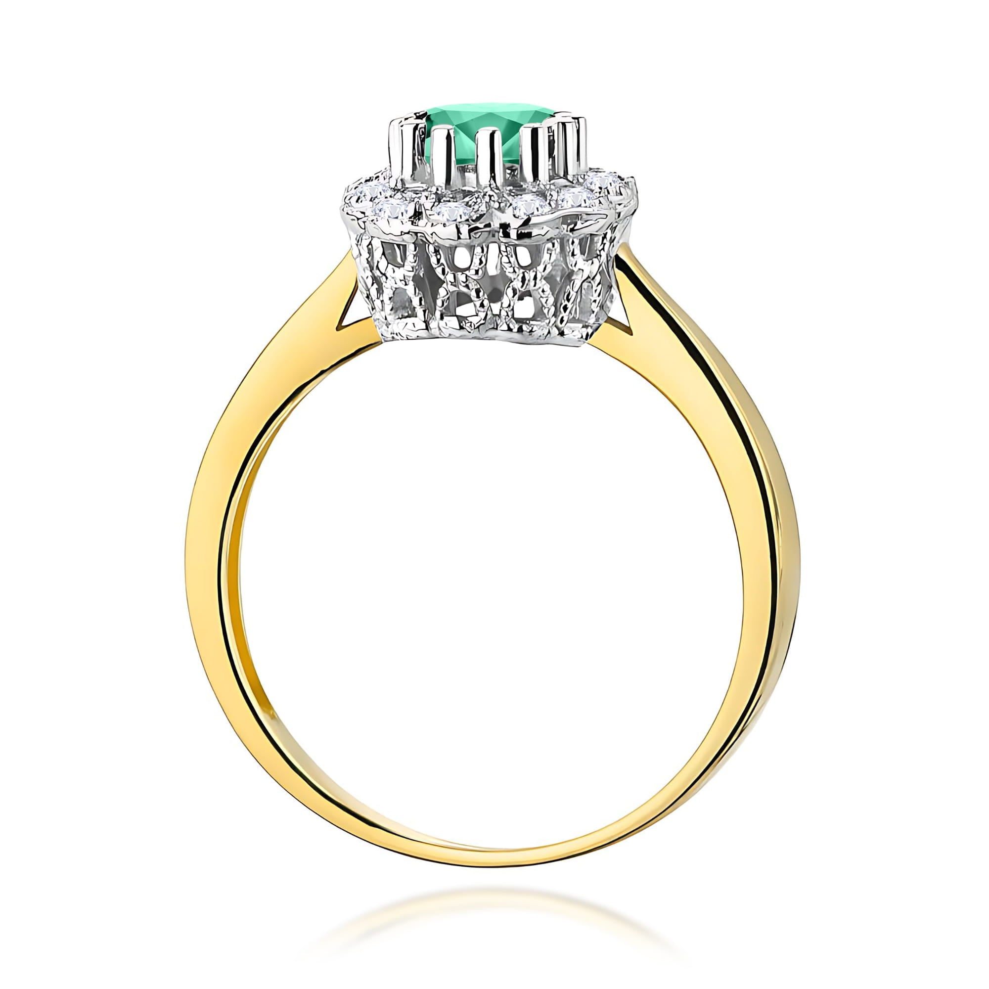 Inel Aur 9K cu Smarald 0.50 ct si Diamante Naturale 0.17 ct