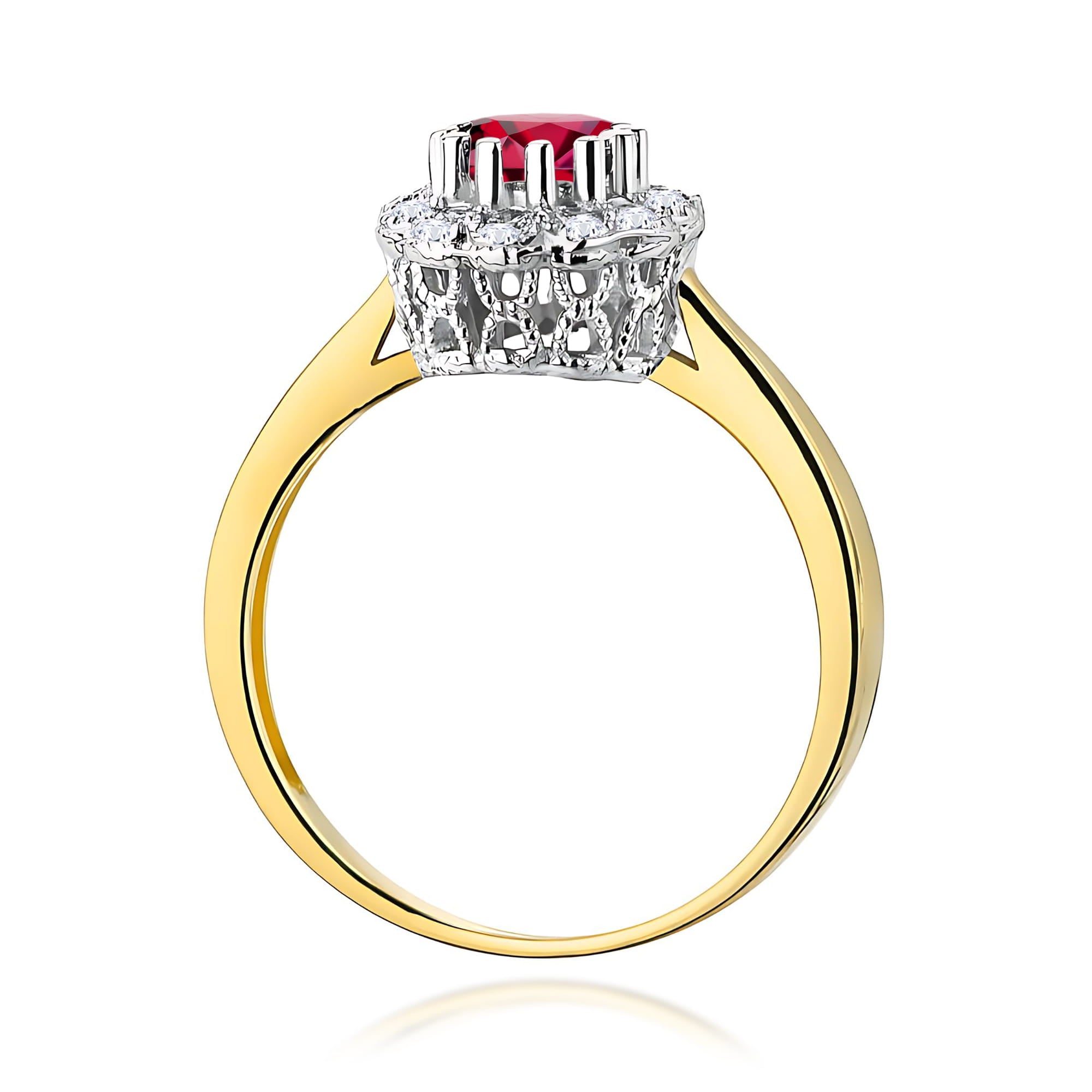 Inel Aur 9K cu Rubin 0.60 ct si Diamante Naturale 0.17 ct