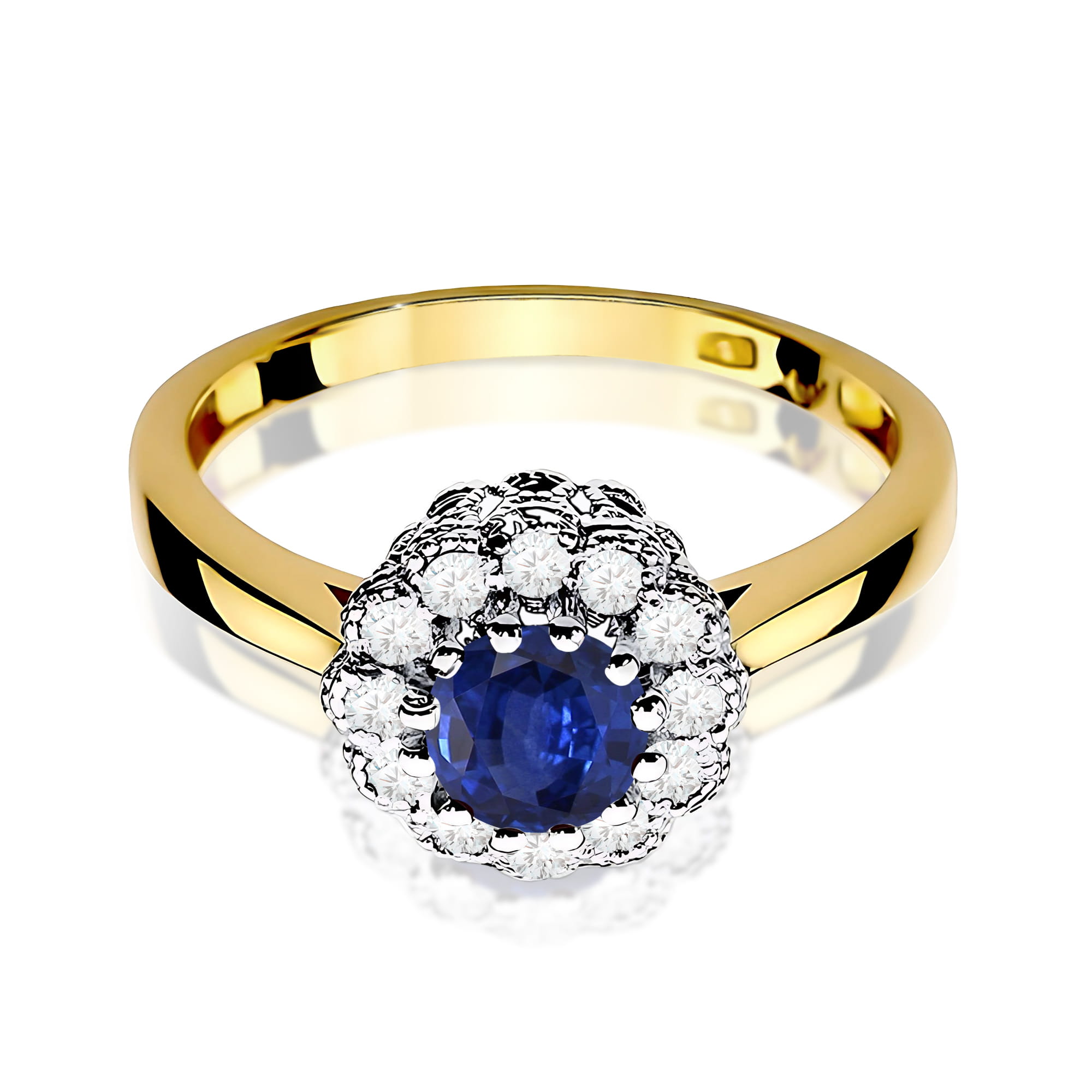 Inel Aur 9K cu Safir 0.50 ct si Diamante Naturale 0.17 ct