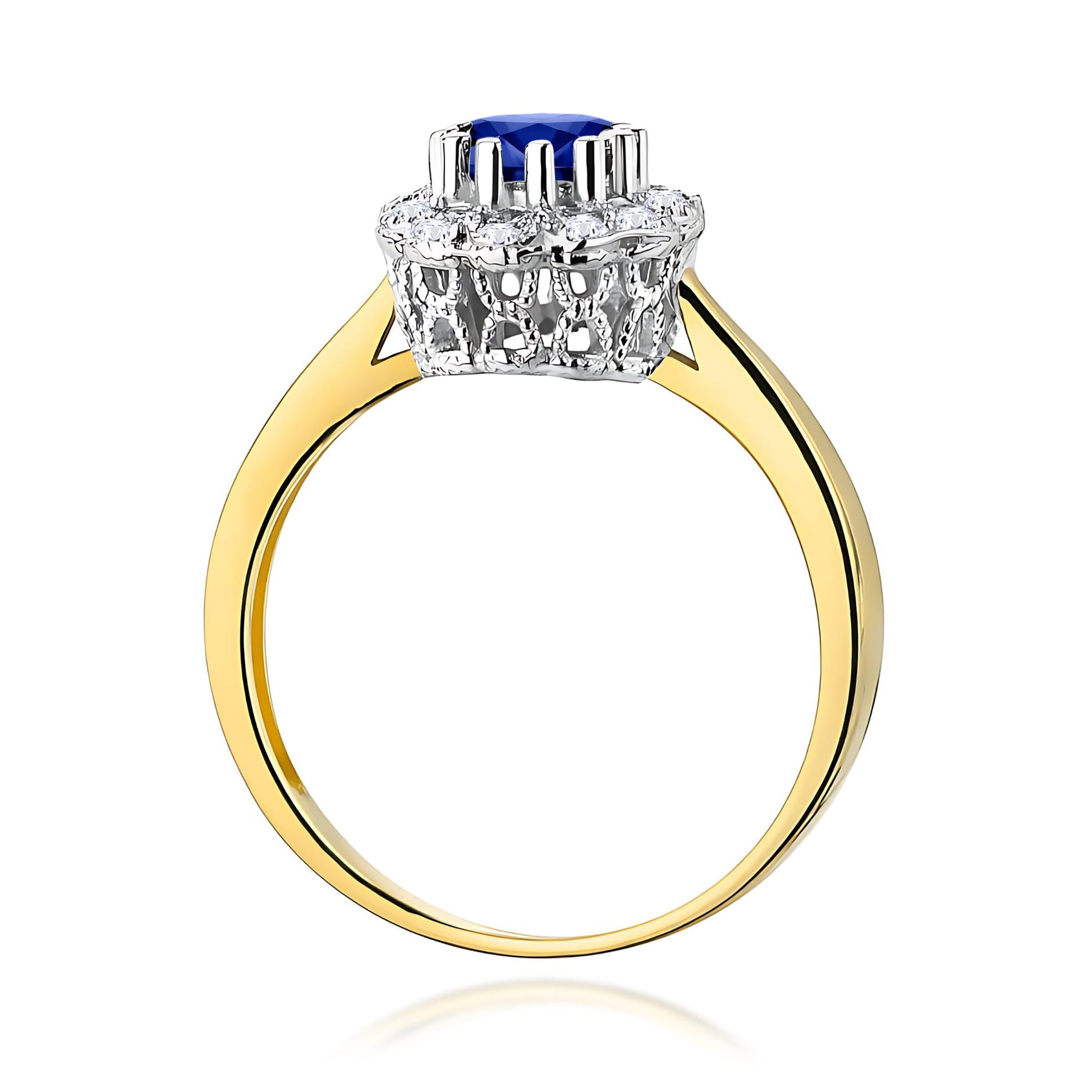 Inel Aur 9K cu Safir 0.50 ct si Diamante Naturale 0.17 ct