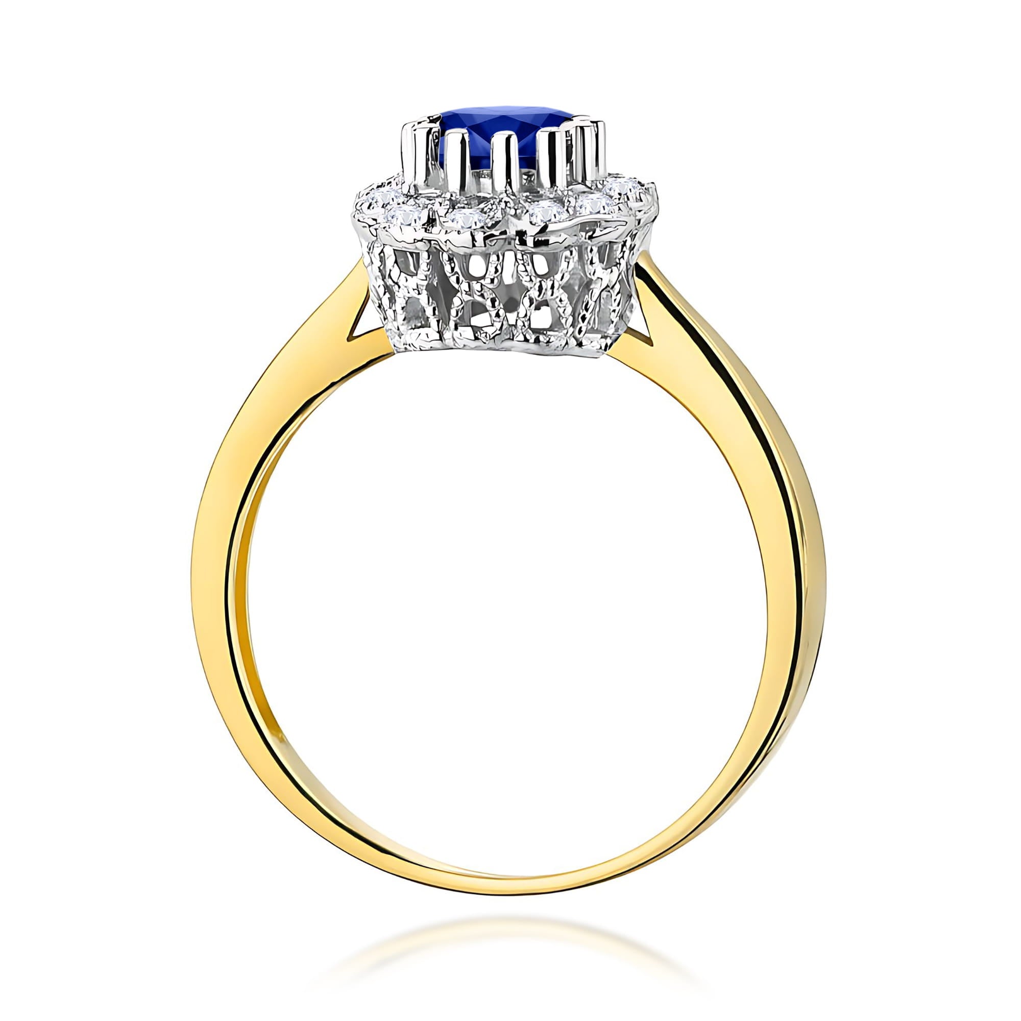Inel Aur 9K cu Safir 0.50 ct si Diamante Naturale 0.17 ct