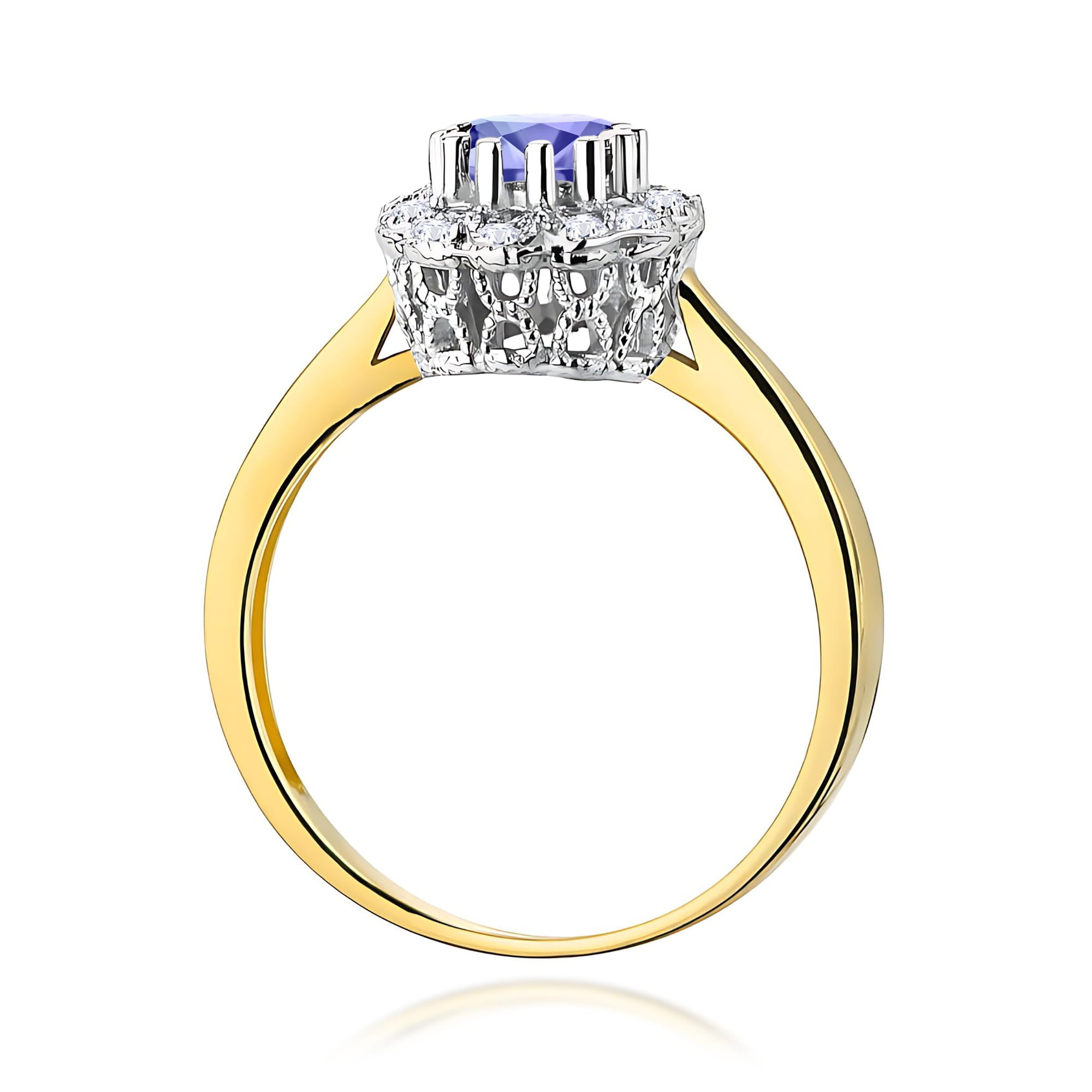 Inel Aur 9K cu Tanzanit 0.50 ct si Diamante Naturale 0.17 ct