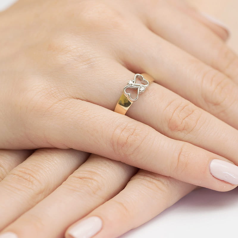 Inel Aur 9K cu Diamante Naturale 0.04 ct