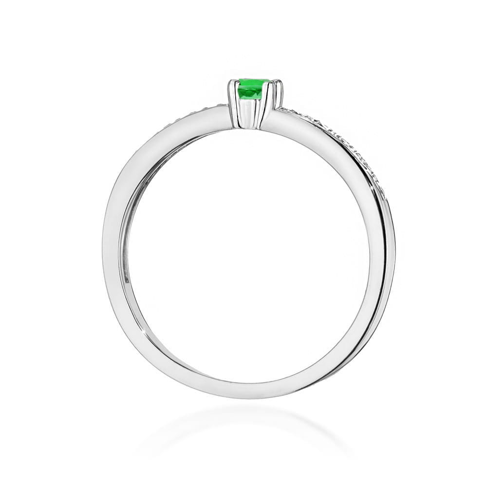 Inel Aur 14K cu Smarald 0.15 ct si Diamante 0.05 ct