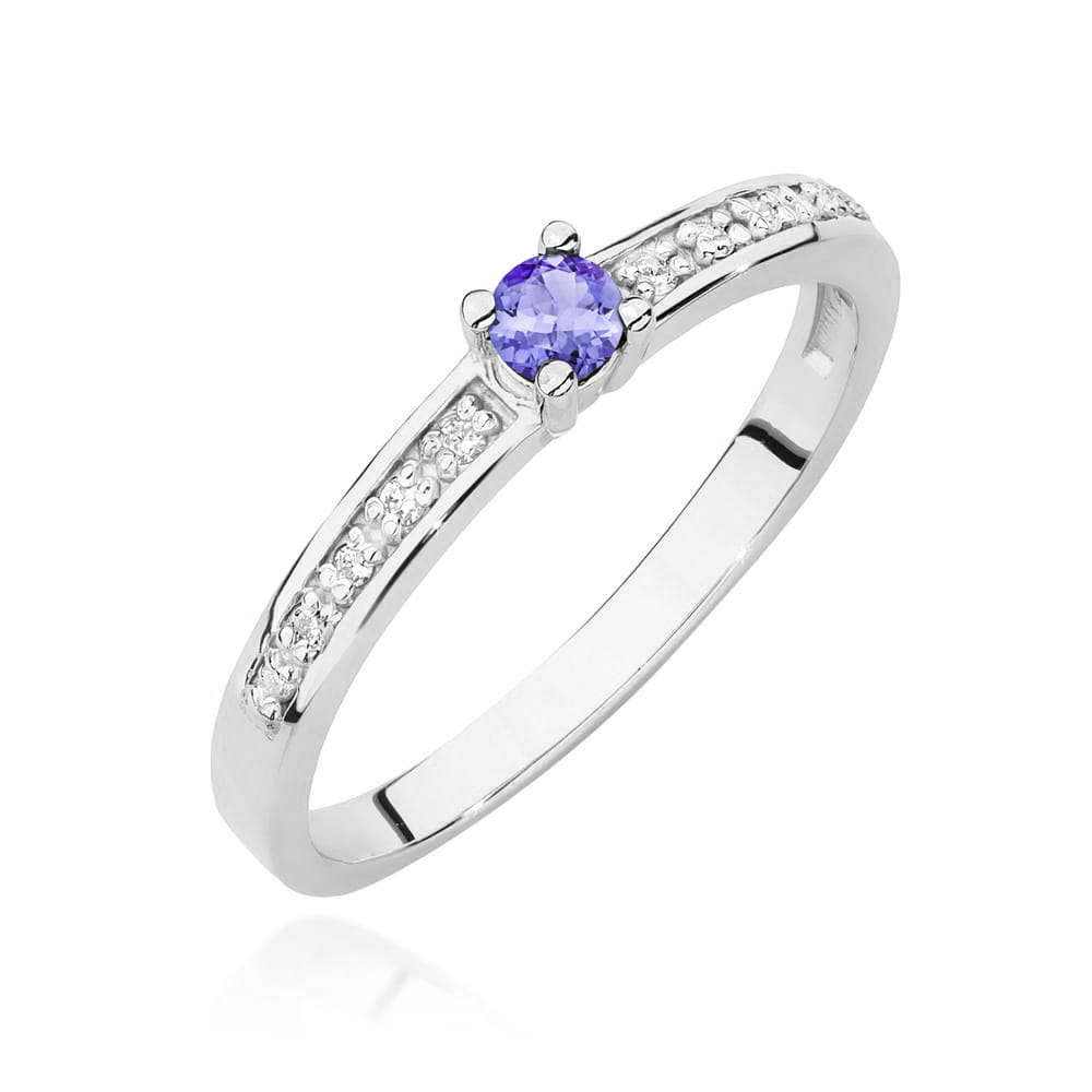Inel Aur 14K cu Tanzanit 0.15 ct si Diamante Naturale 0.05 ct