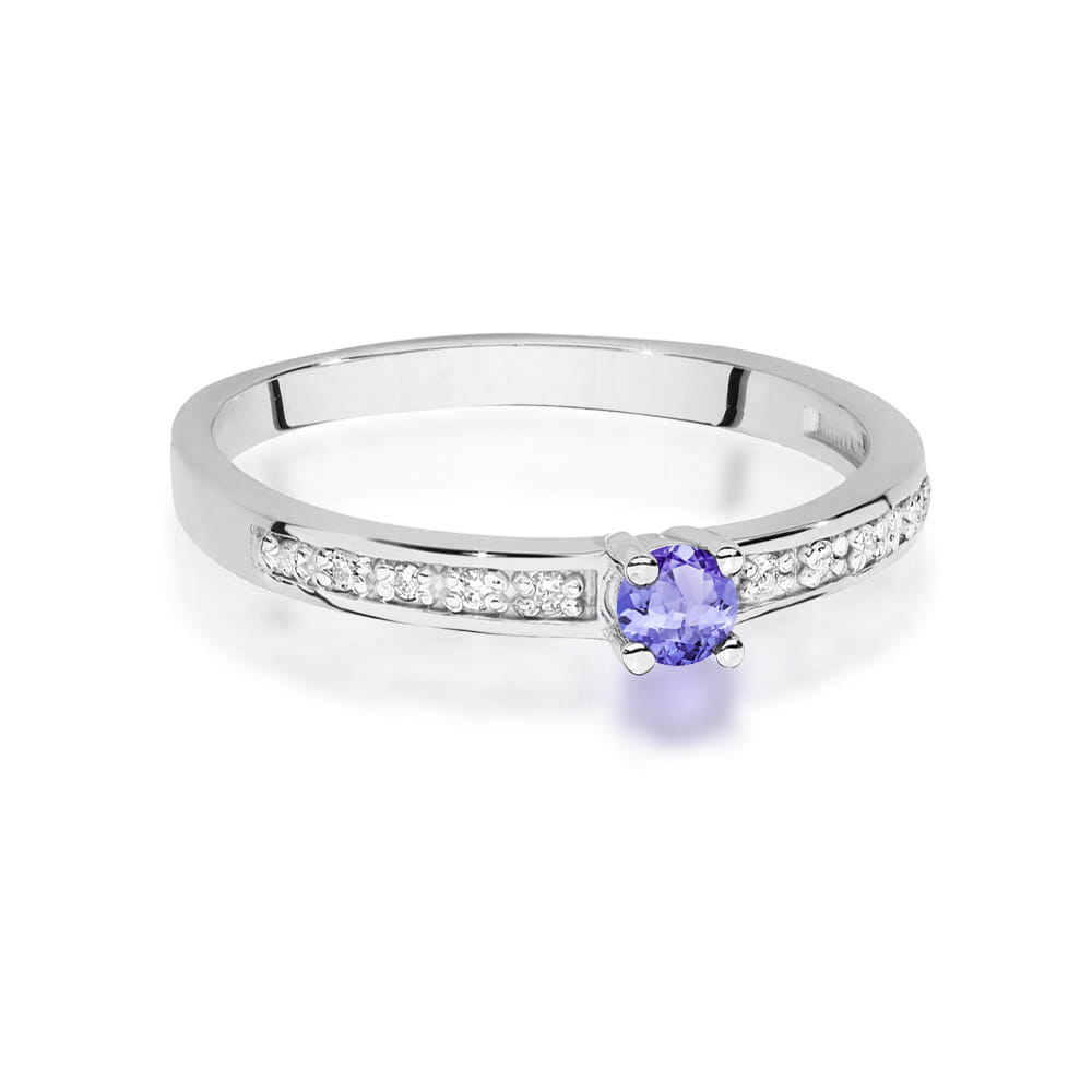 Inel Aur 14K cu Tanzanit 0.15 ct si Diamante Naturale 0.05 ct