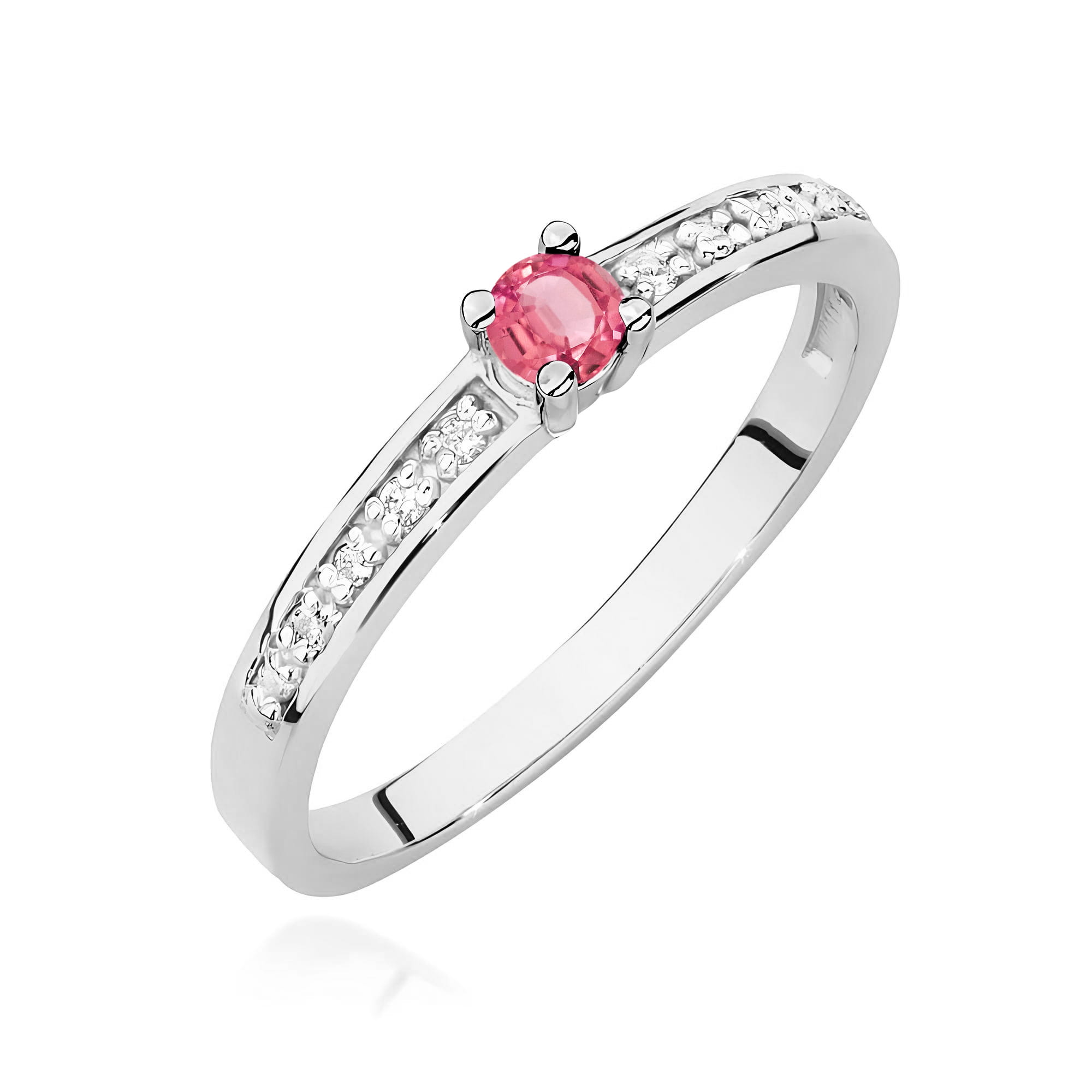 Inel Aur 14K cu Topaz Roz 0.15 ct si Diamante Naturale 0.05 ct