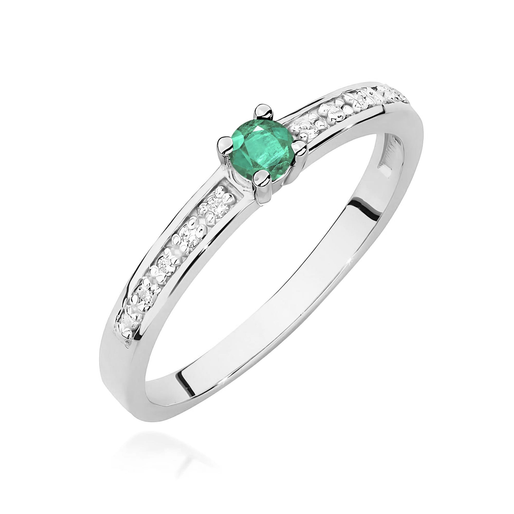 Inel Aur 9K cu Smarald 0.15 ct si Diamante Naturale 0.05 ct