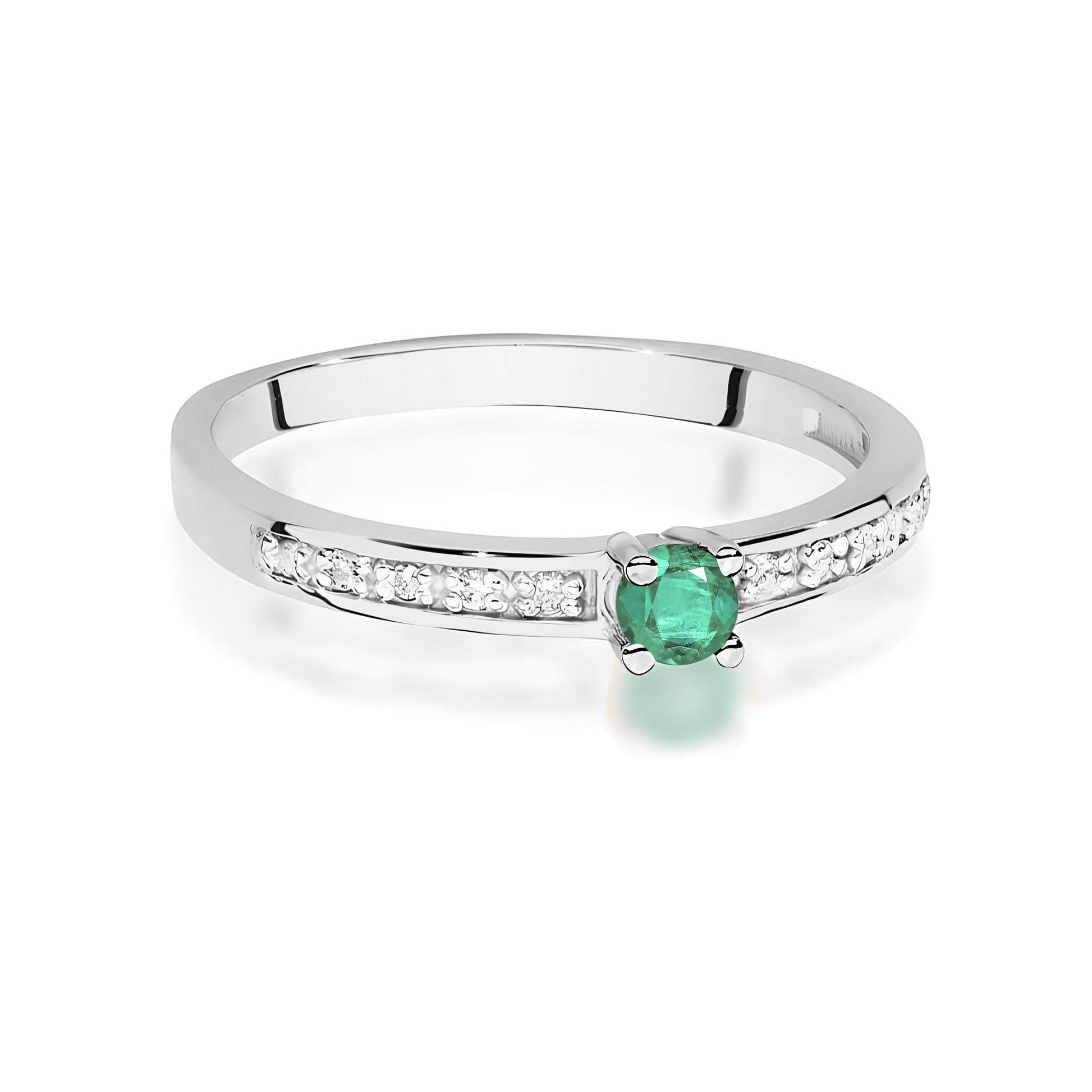 Inel Aur 9K cu Smarald 0.15 ct si Diamante Naturale 0.05 ct