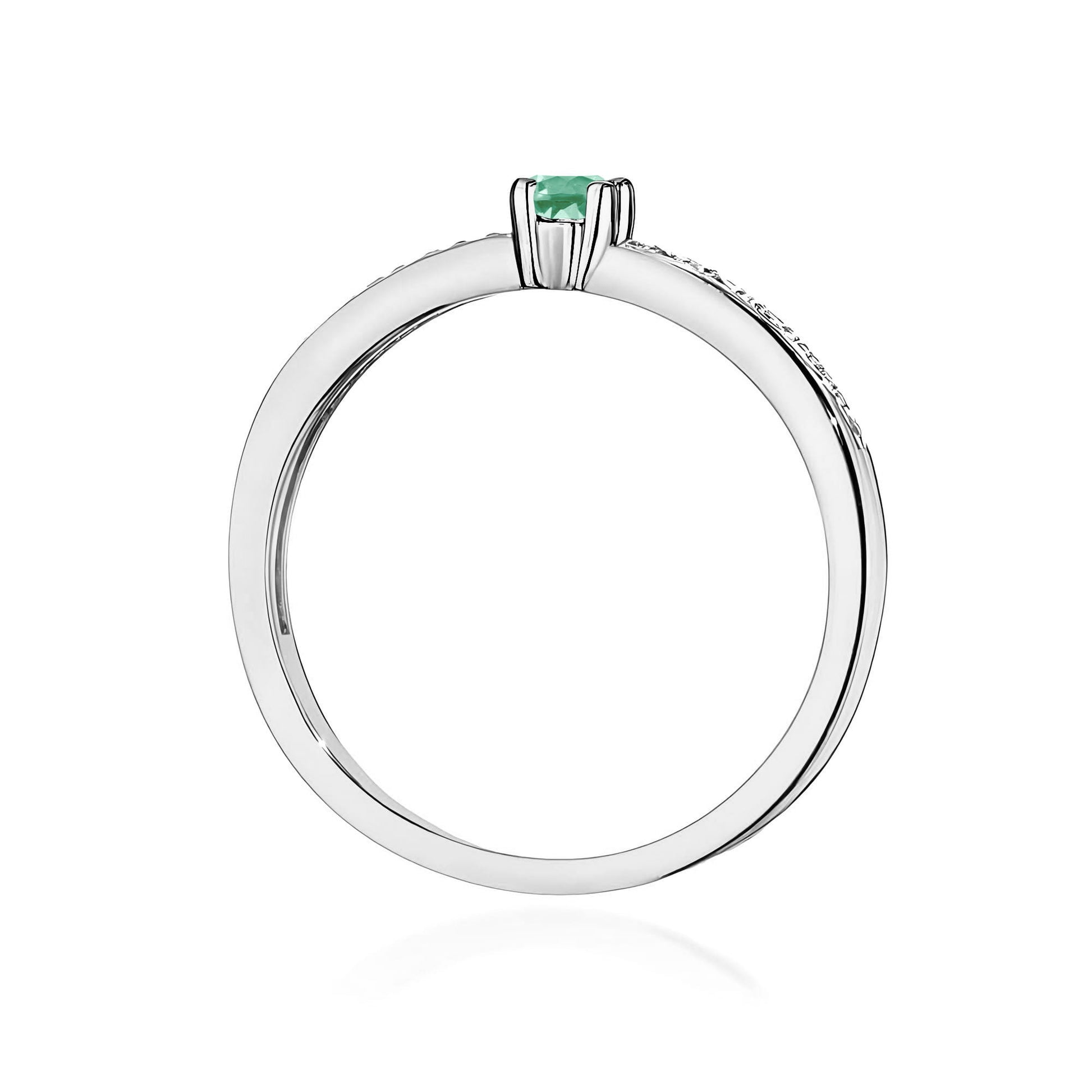 Inel Aur 9K cu Smarald 0.15 ct si Diamante Naturale 0.05 ct