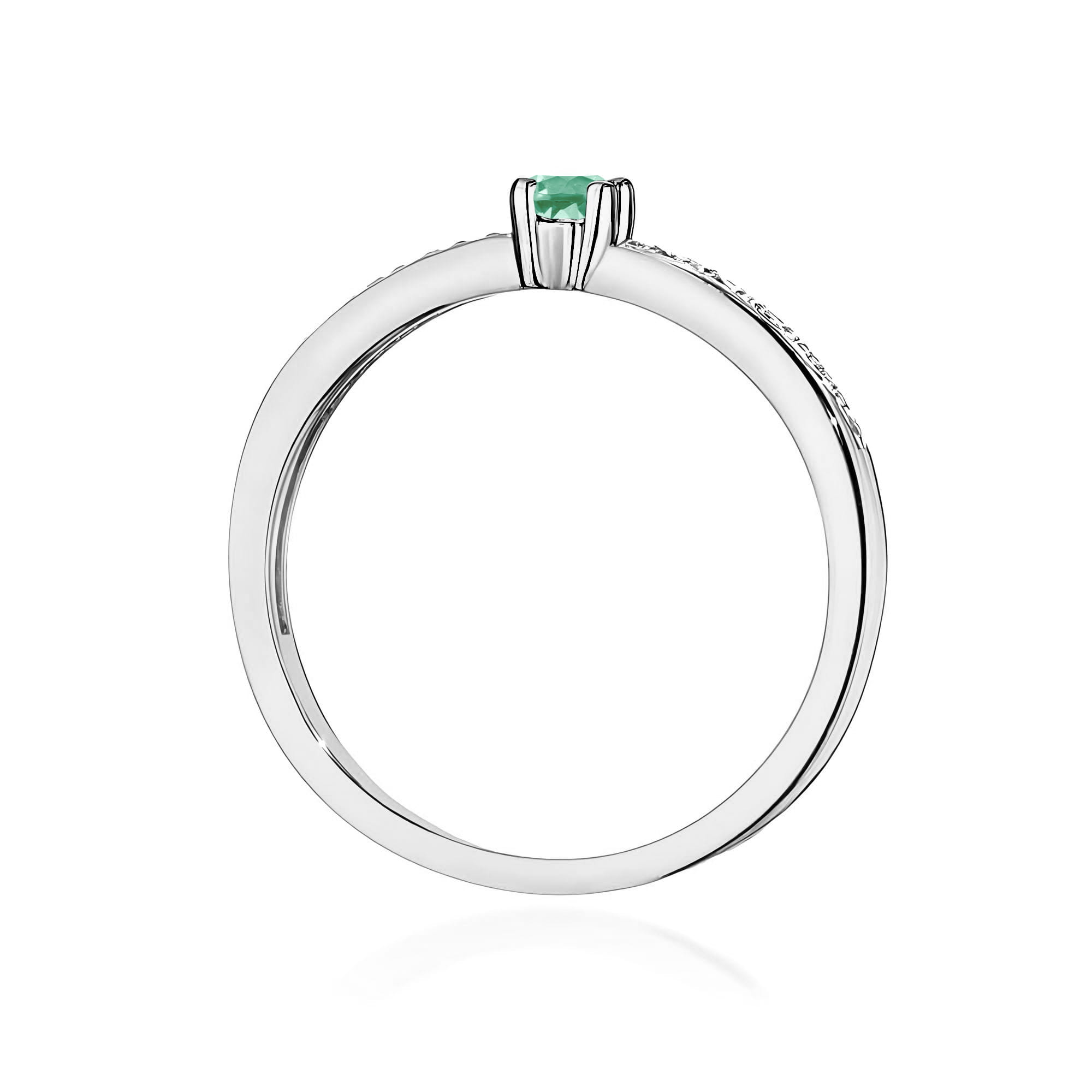 Inel Aur 9K cu Smarald 0.15 ct si Diamante Naturale 0.05 ct