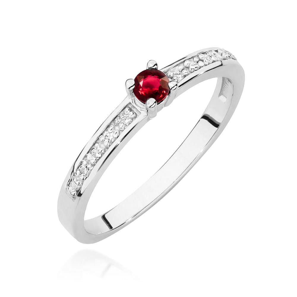 Inel Aur 9K cu Rubin 0.15 ct si Diamante Naturale 0.05 ct