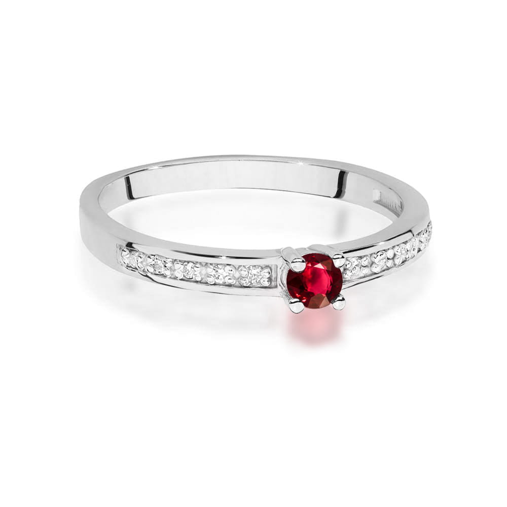 Inel Aur 9K cu Rubin 0.15 ct si Diamante Naturale 0.05 ct
