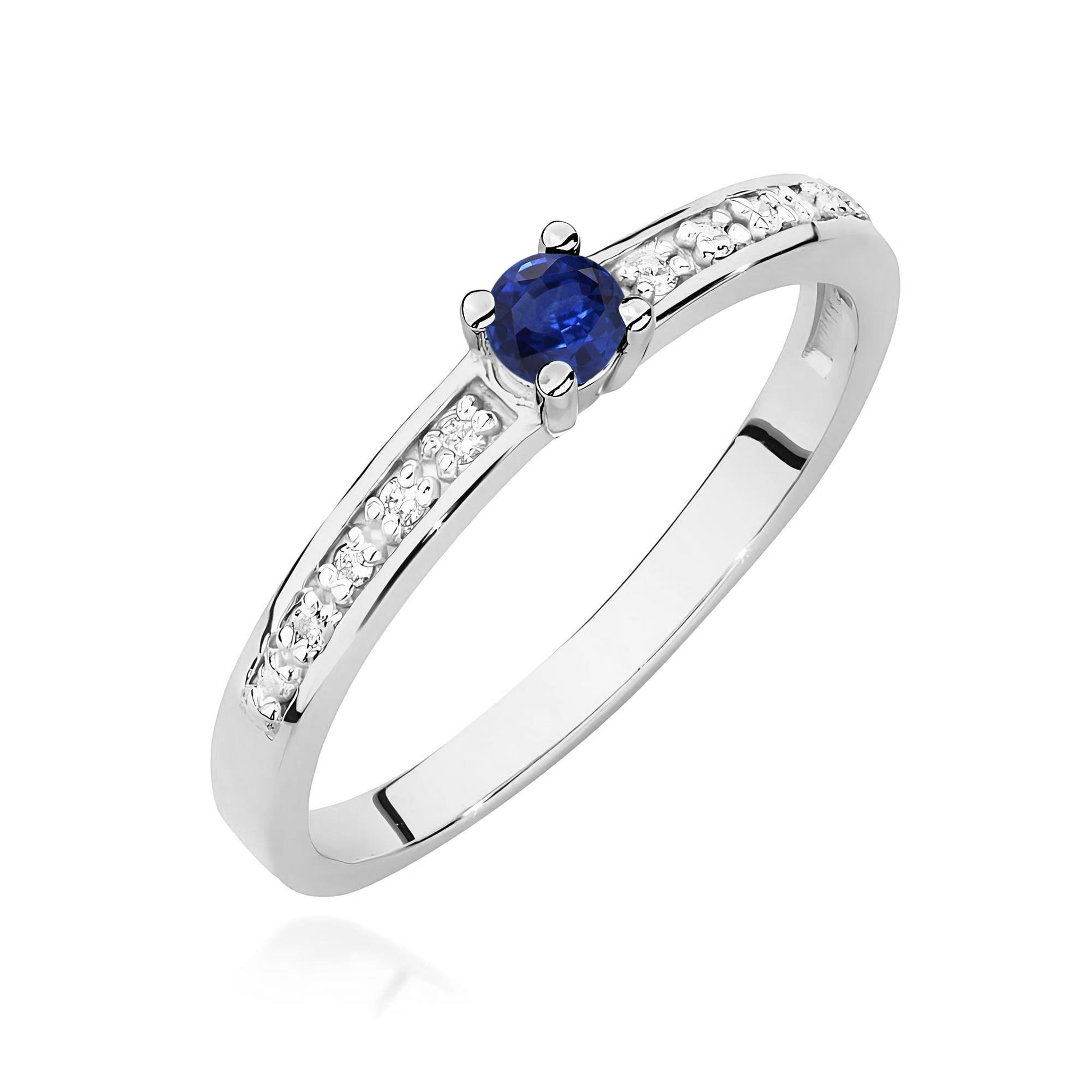Inel Aur 9K cu Safir 0.15 ct si Diamante Naturale 0.05 ct