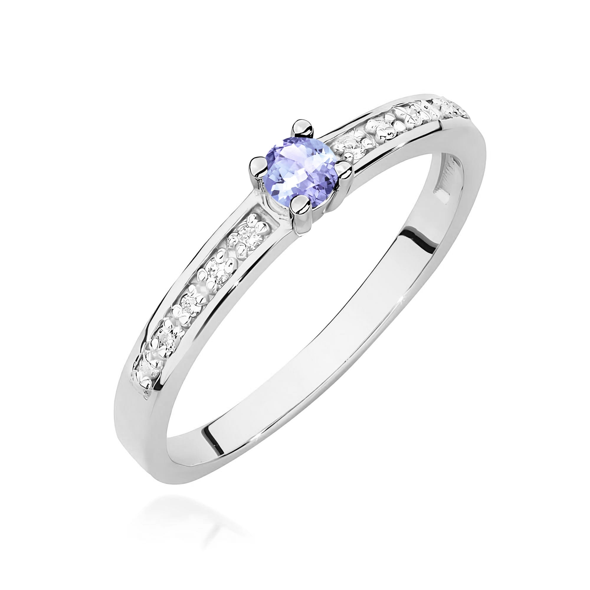 Inel Aur 9K cu Tanzanit 0.15 ct si Diamante Naturale 0.05 ct