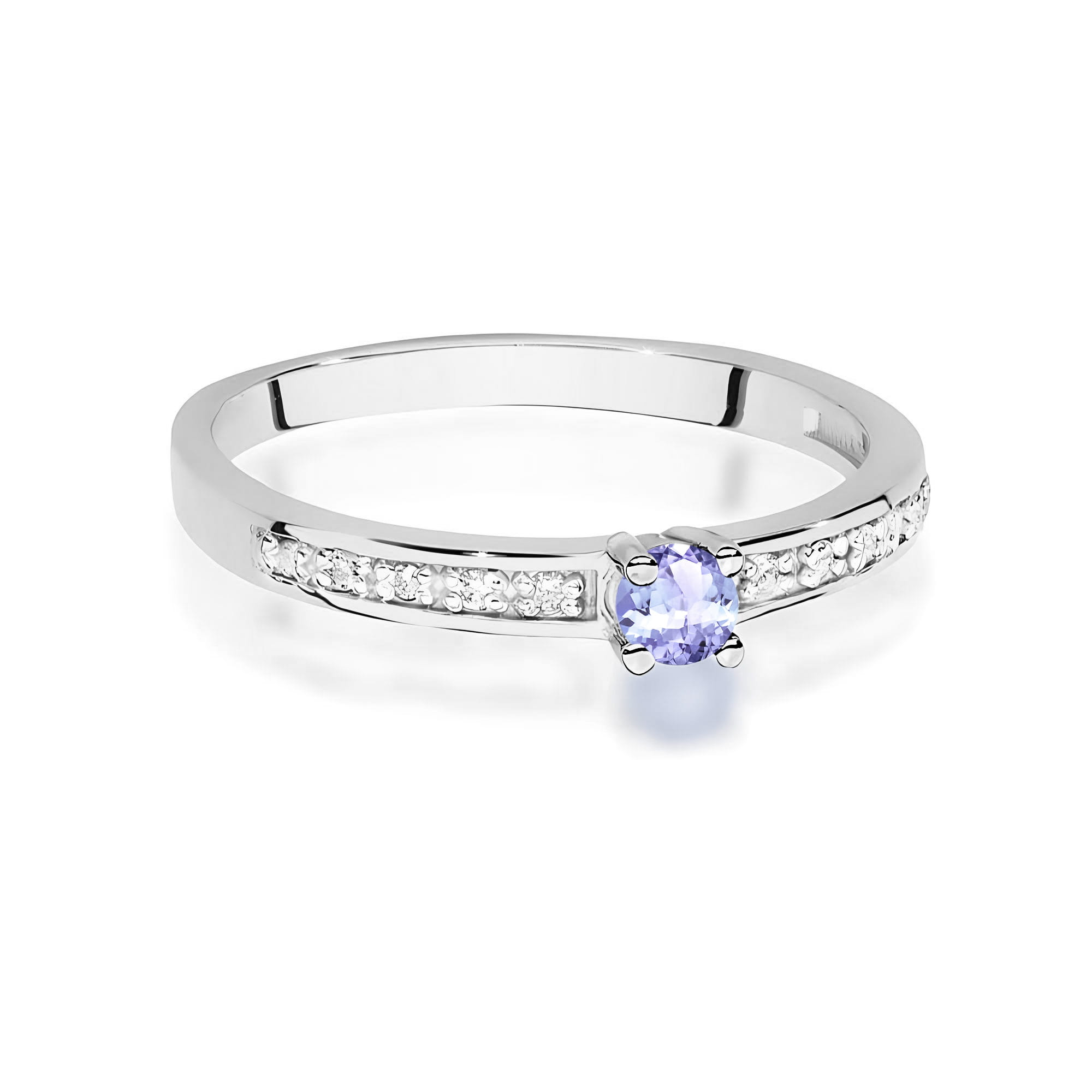Inel Aur 9K cu Tanzanit 0.15 ct si Diamante Naturale 0.05 ct