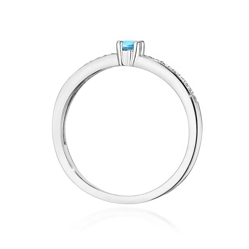 Inel Aur 9K cu Topaz Swiss 0.15 ct si Diamante Naturale 0.05 ct