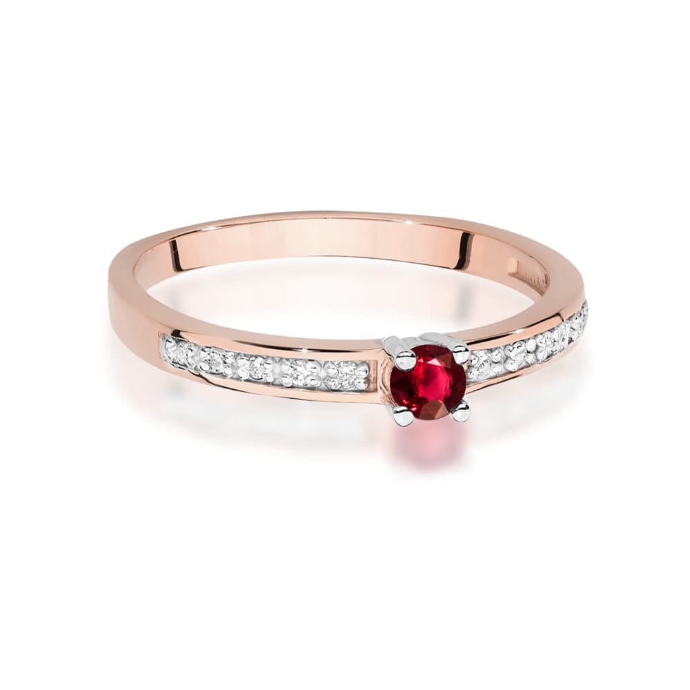 Inel Aur 14K cu Rubin 0.15 ct si Diamante Naturale 0.05 ct