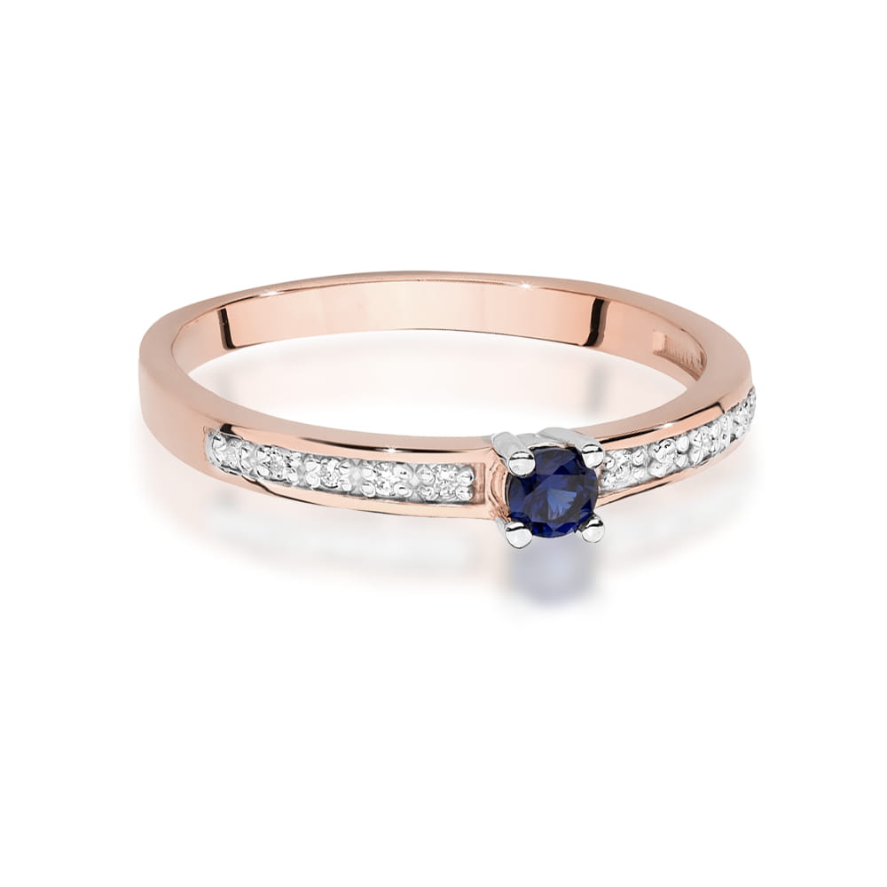 Inel Aur 14K cu Safir 0.15 ct si Diamante Naturale 0.05 ct