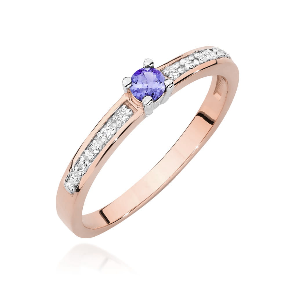 Inel Aur 14K cu Tanzanit 0.15 ct si Diamante Naturale 0.05 ct