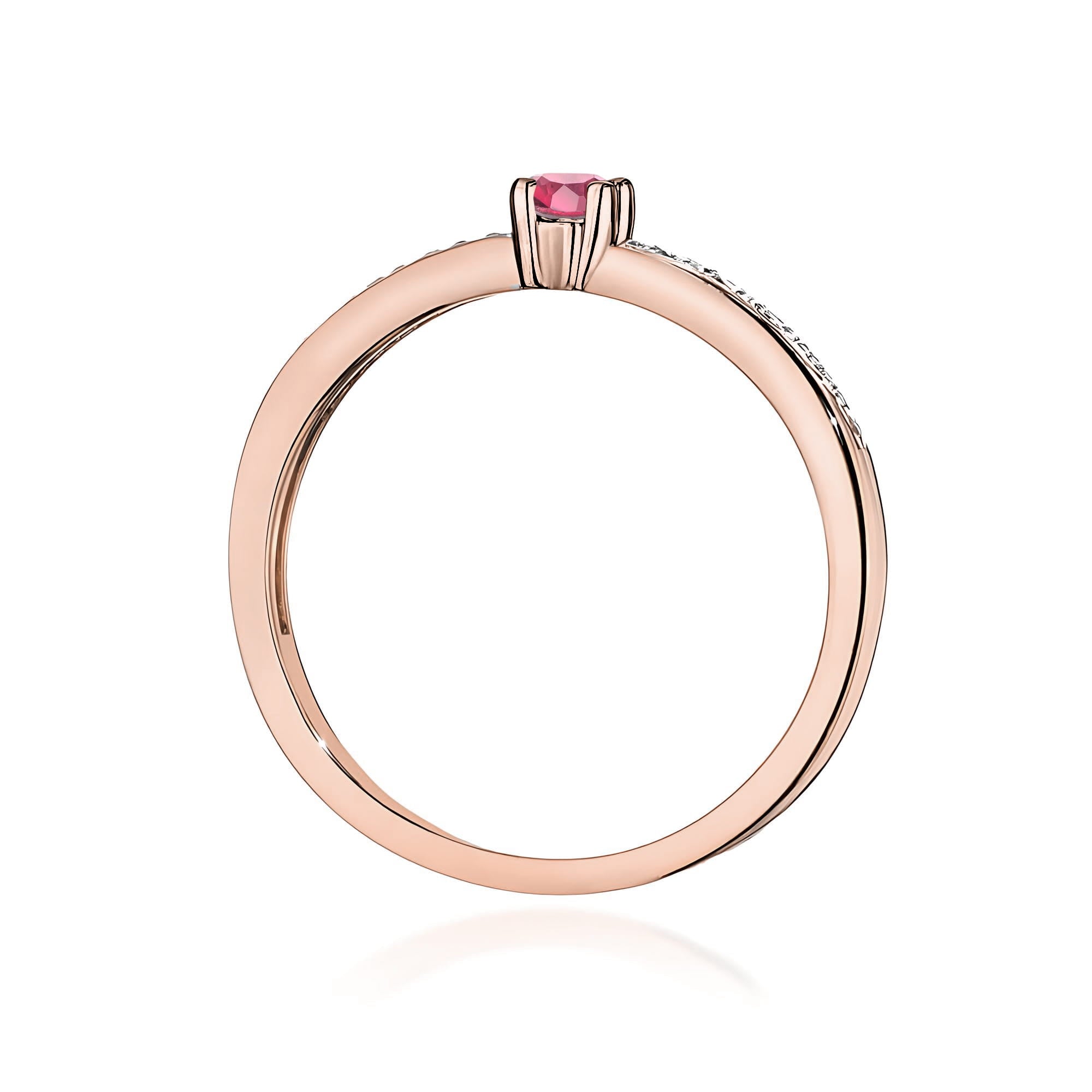 Inel Aur 14K cu Topaz Roz 0.15 ct si Diamante Naturale 0.05 ct