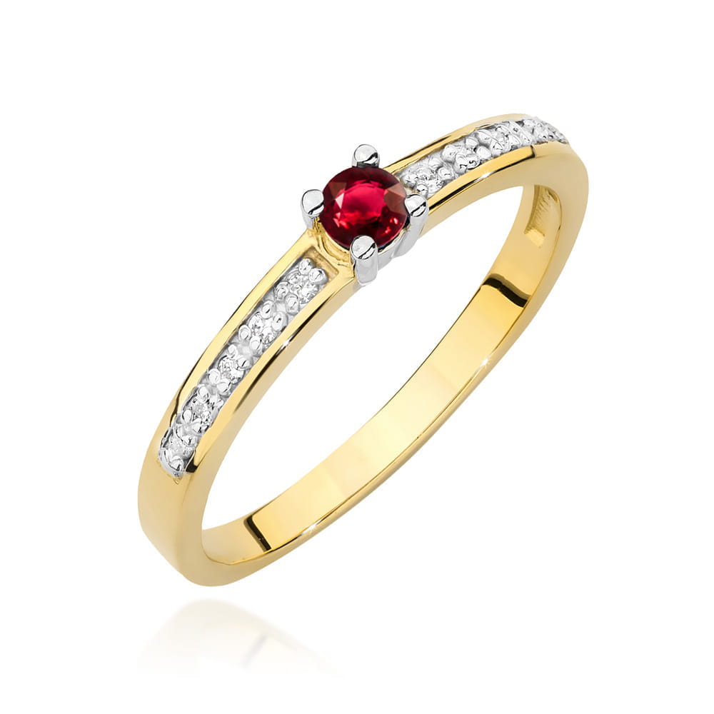 Inel Aur 14K cu Rubin 0.15 ct si Diamante Naturale 0.05 ct