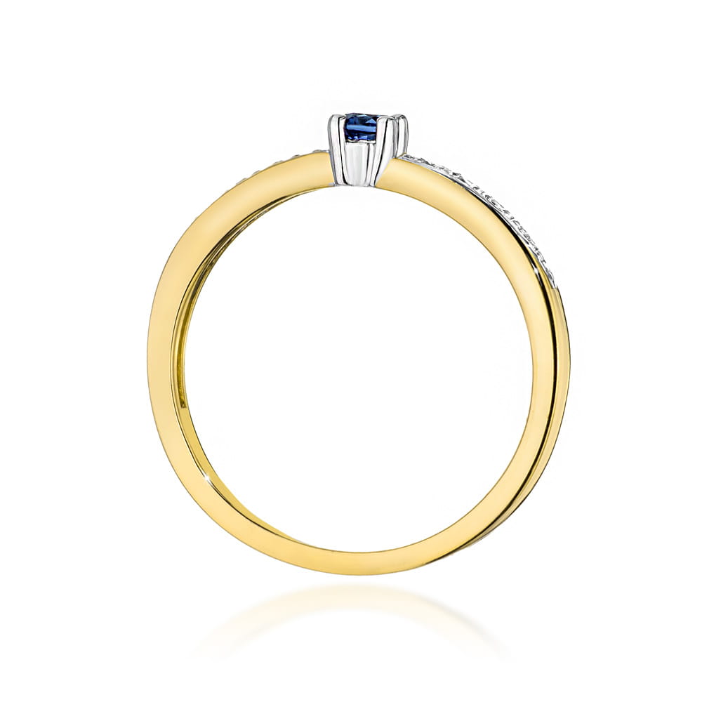 Inel Aur 14K cu Safir 0.15 ct si Diamante Naturale 0.05 ct